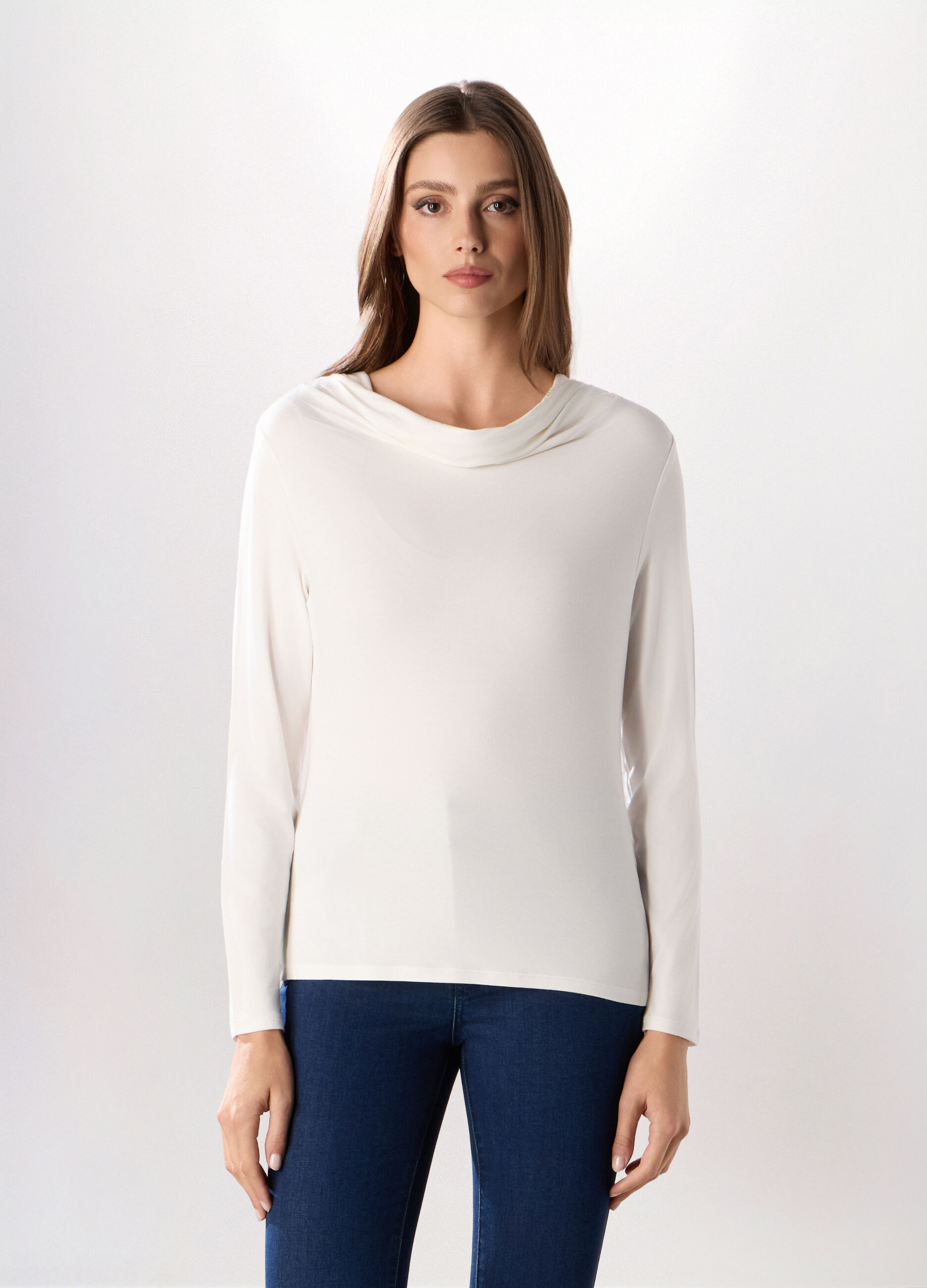 T-shirt in jersey di viscosa stretch donna _0