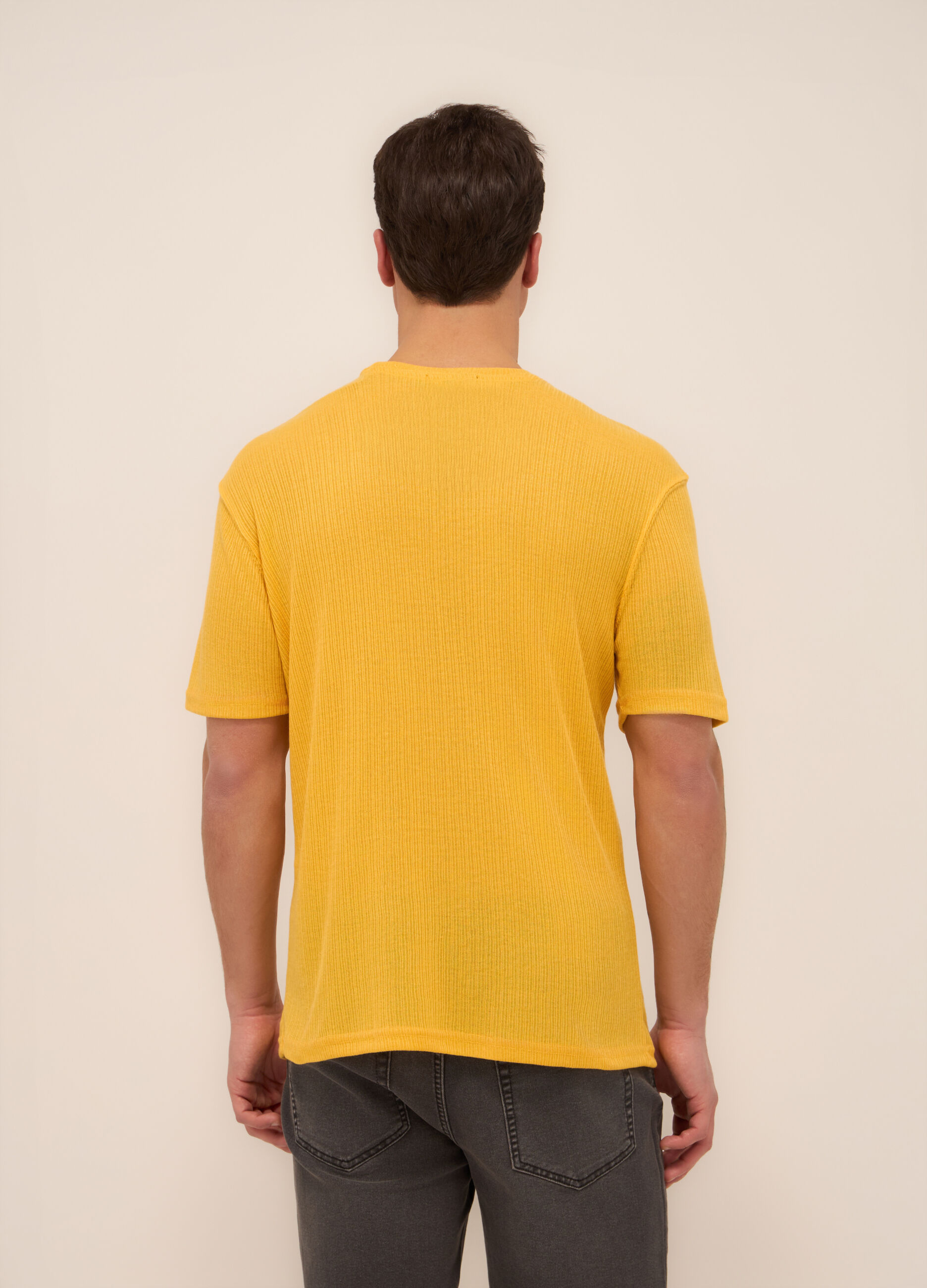 T-shirt girocollo a costine uomo