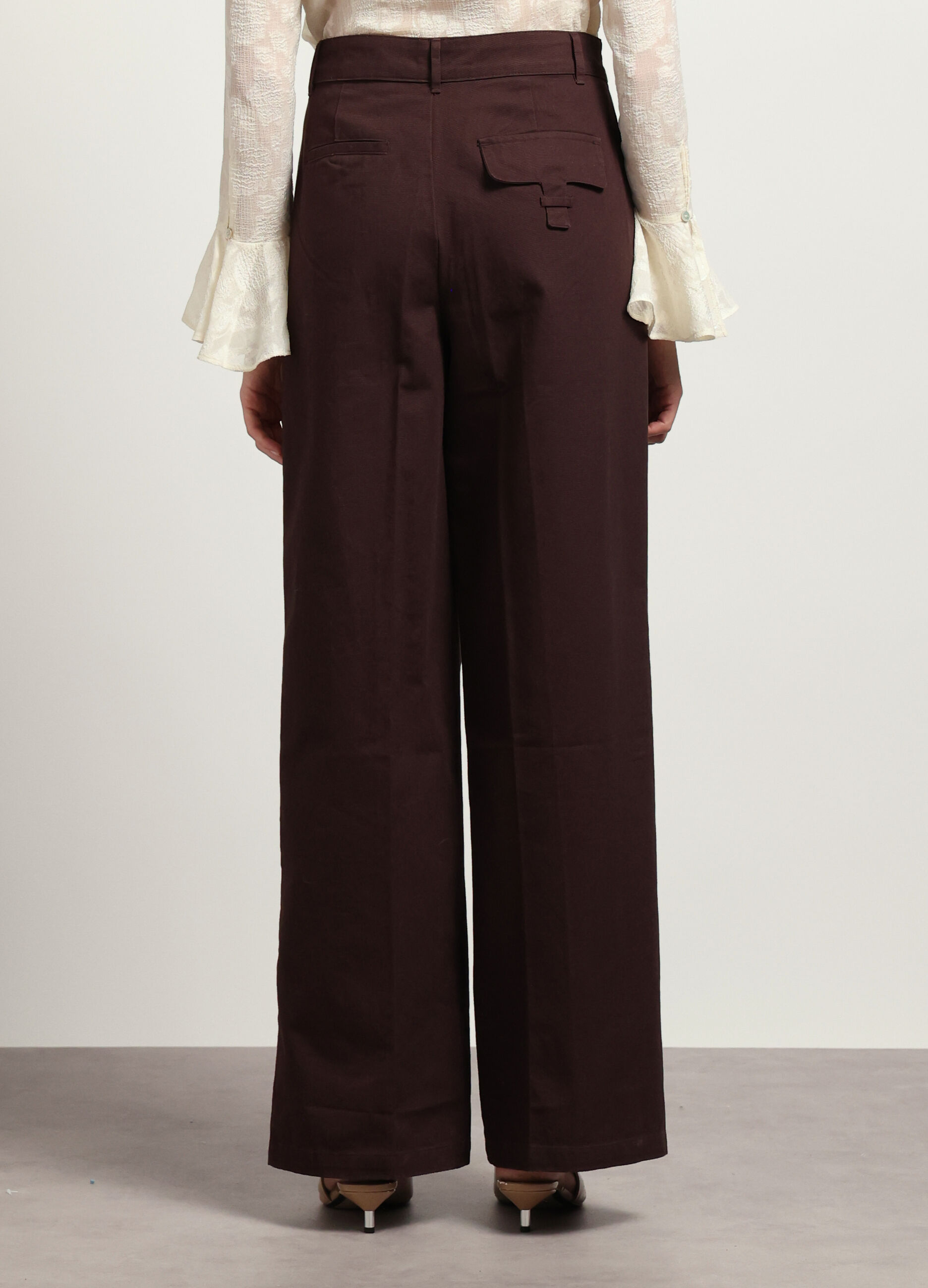 Pantalone palazzo in puro cotone donna_1