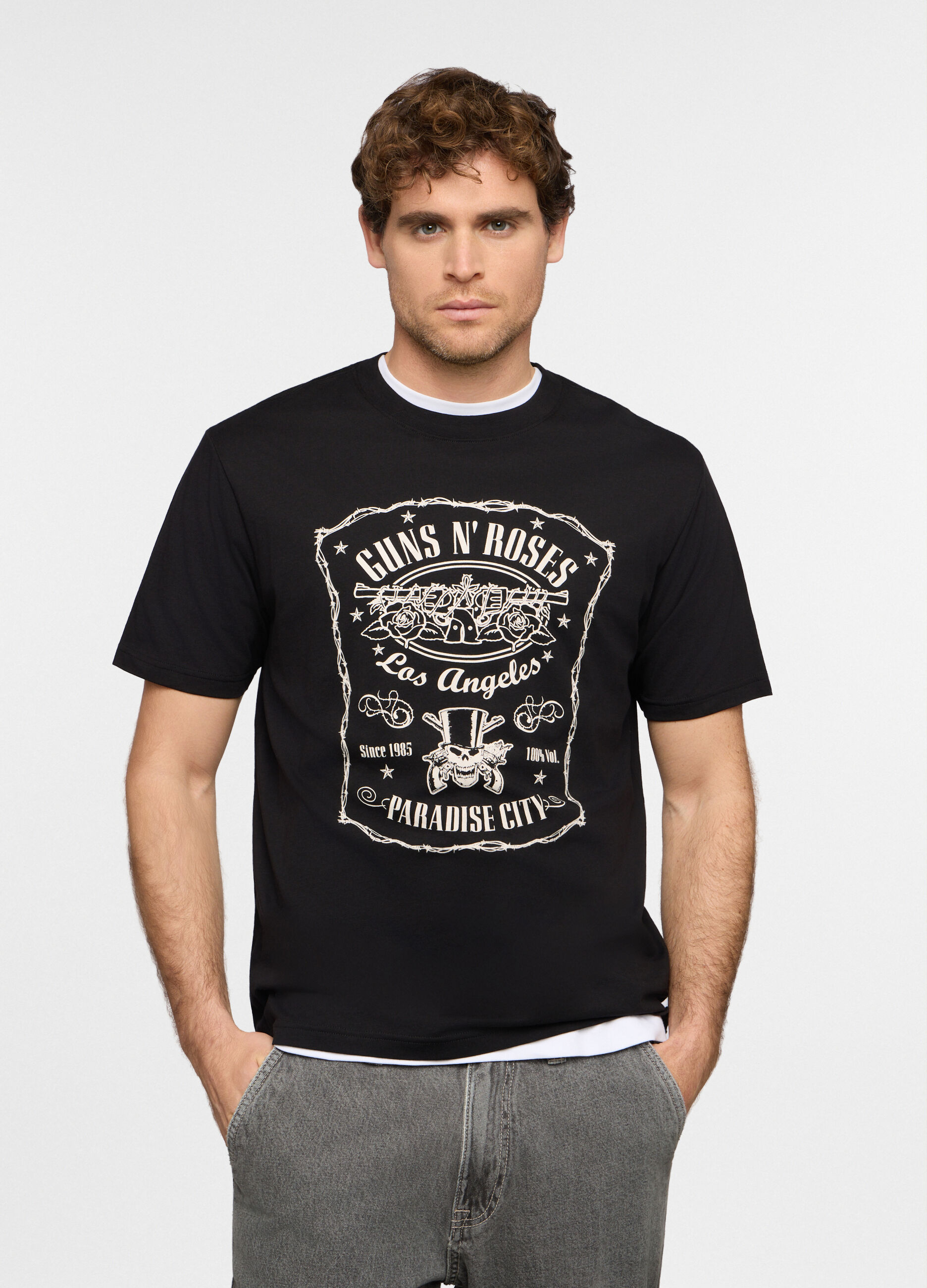 T-shirt girocollo con stampa Guns n' Roses uomo_0
