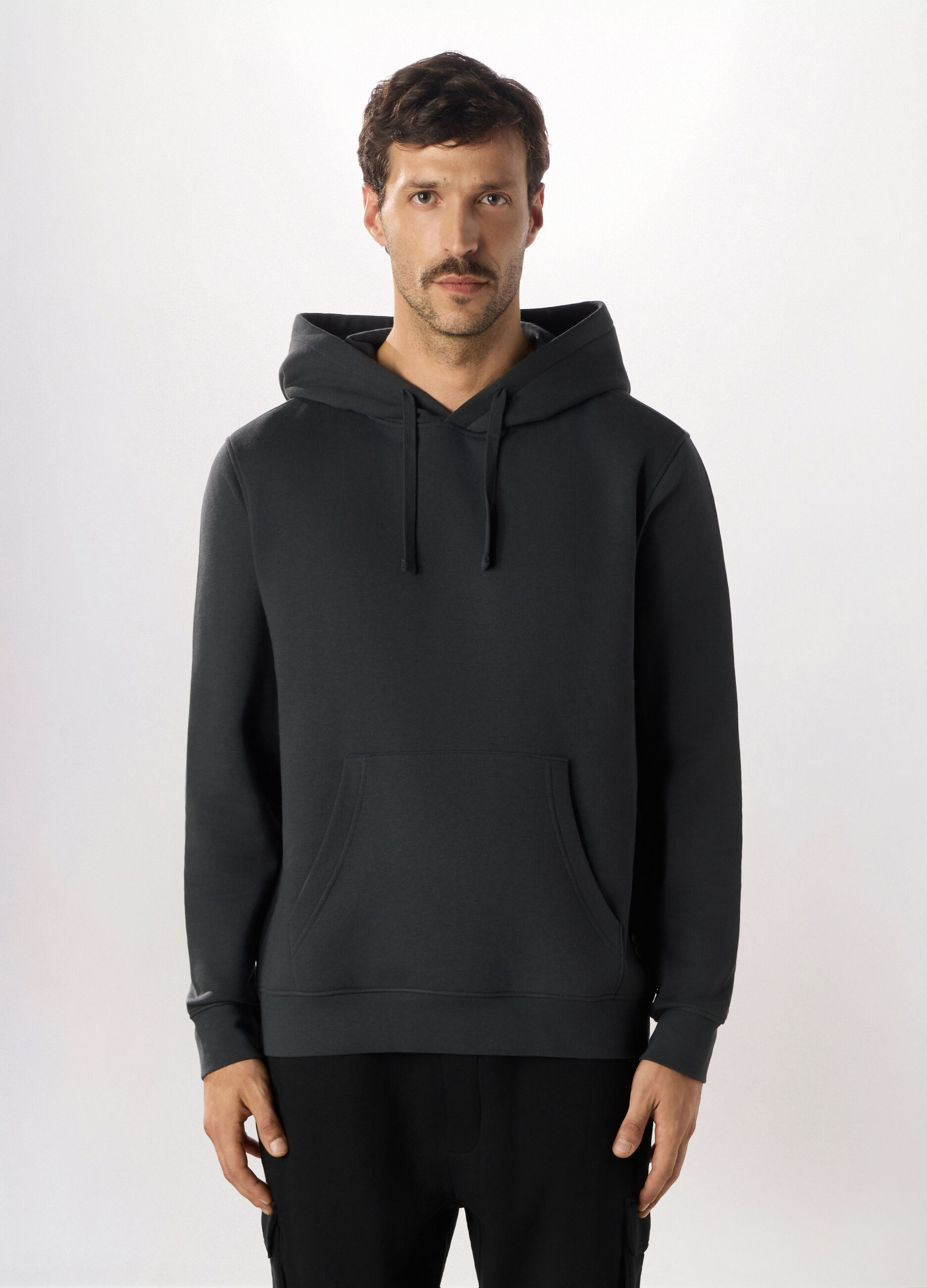 Felpa con cappuccio in misto cotone uomo_0