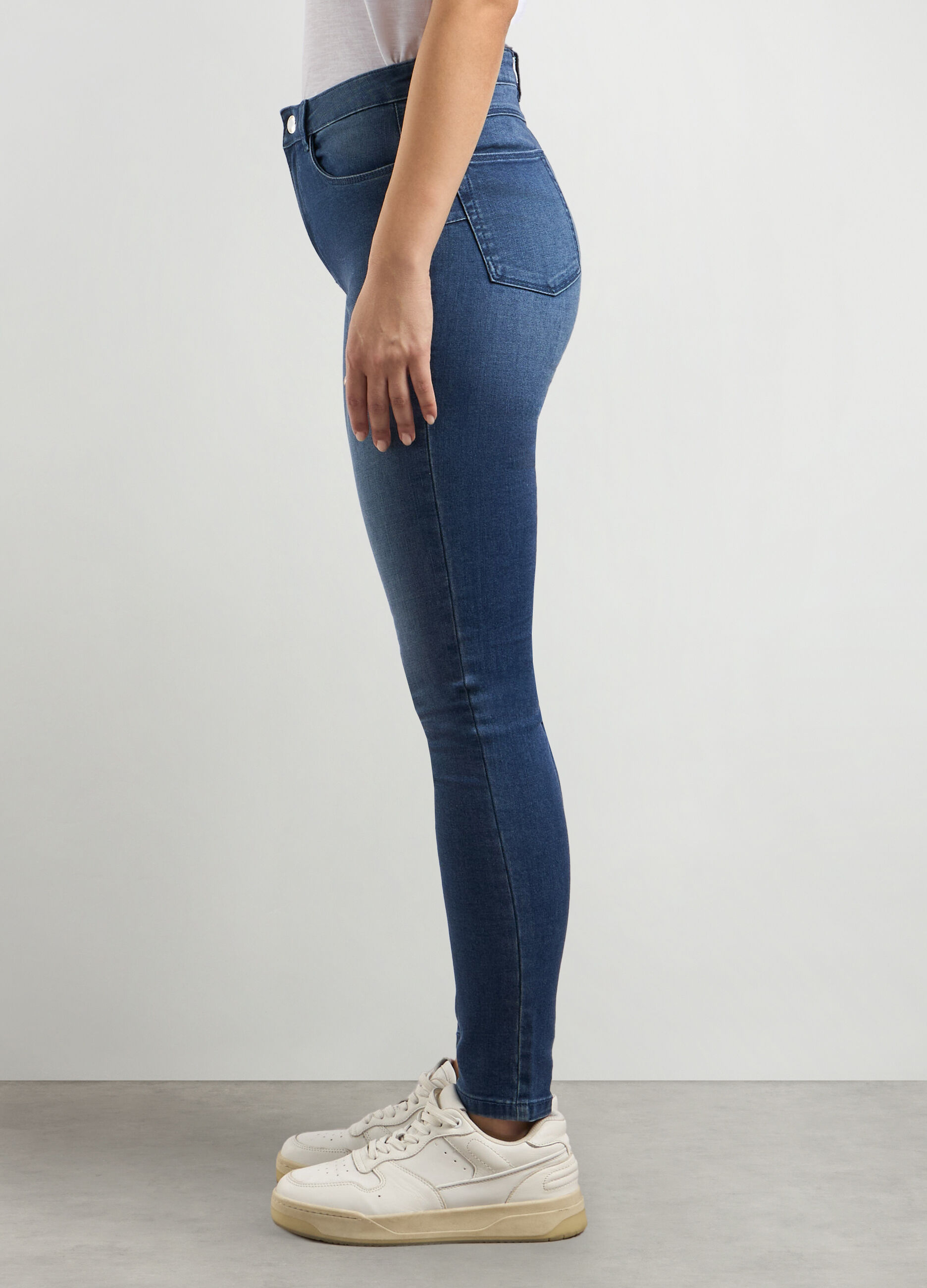 Treggings in denim di misto cotone stretch donna_2