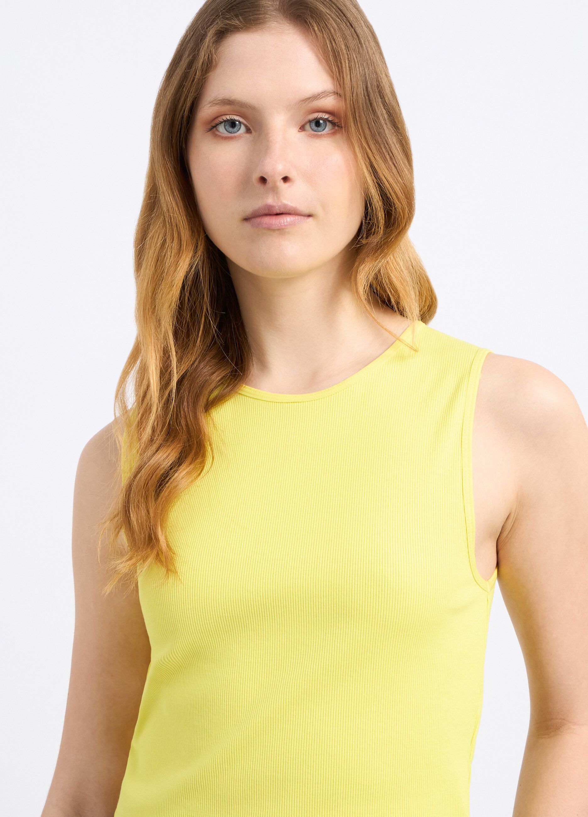 Top cropped in costina di cotone stretch donna_2