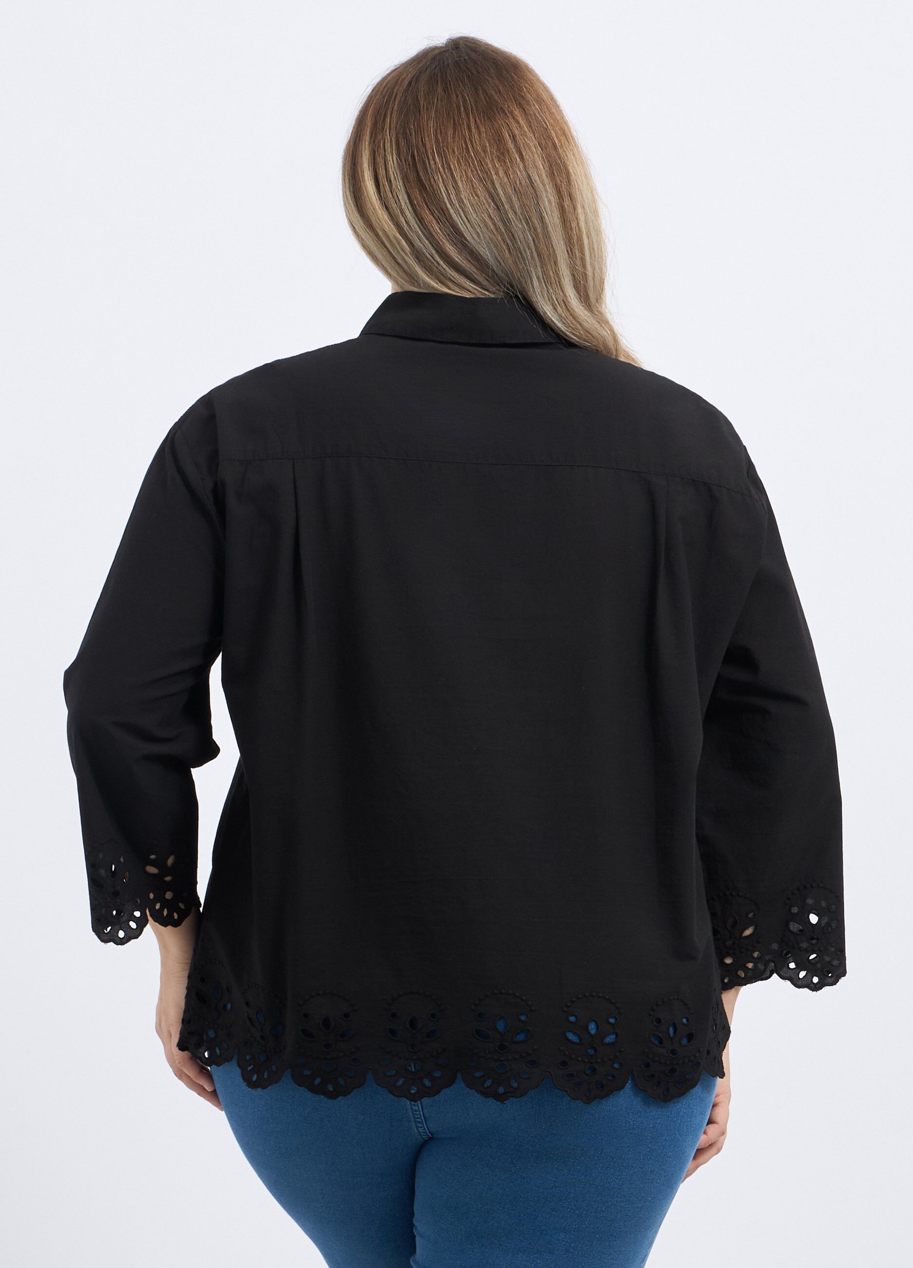 Camicia in misto cotone con lavorazione donna curvy_1