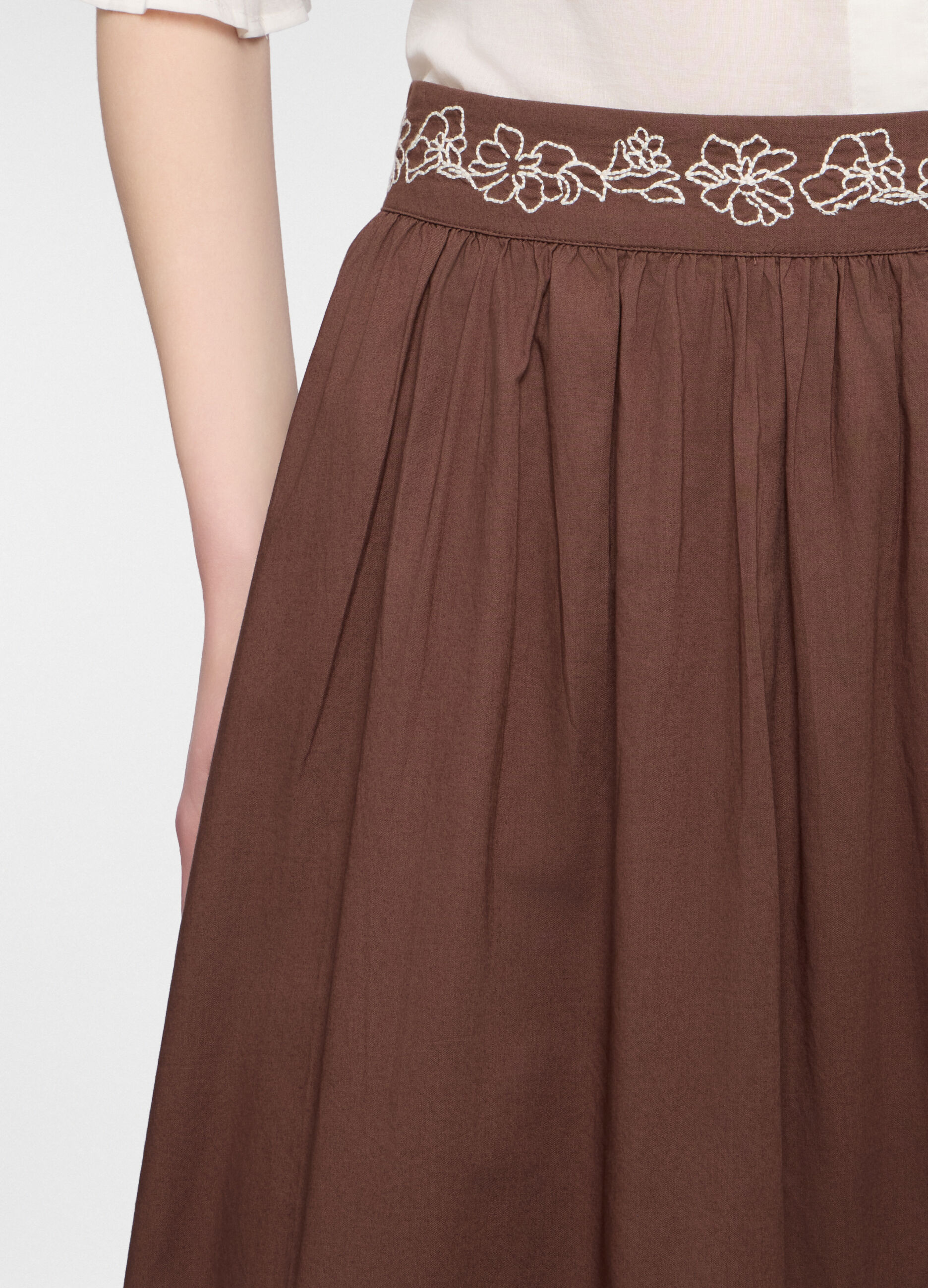 Gonna lunga a balze in popeline di puro cotone donna_2