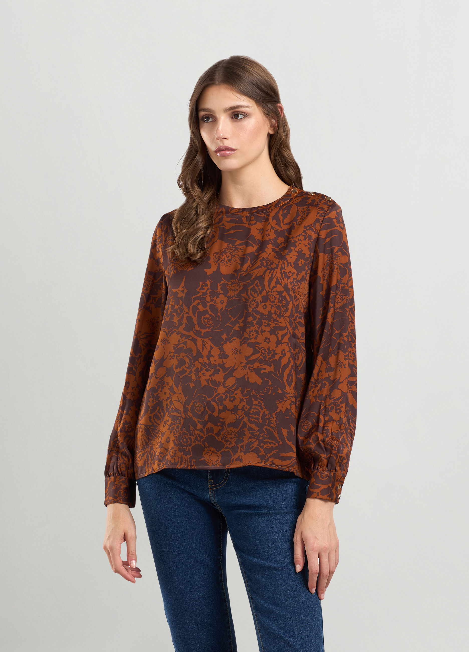 Blusa in raso con stampa donna_0