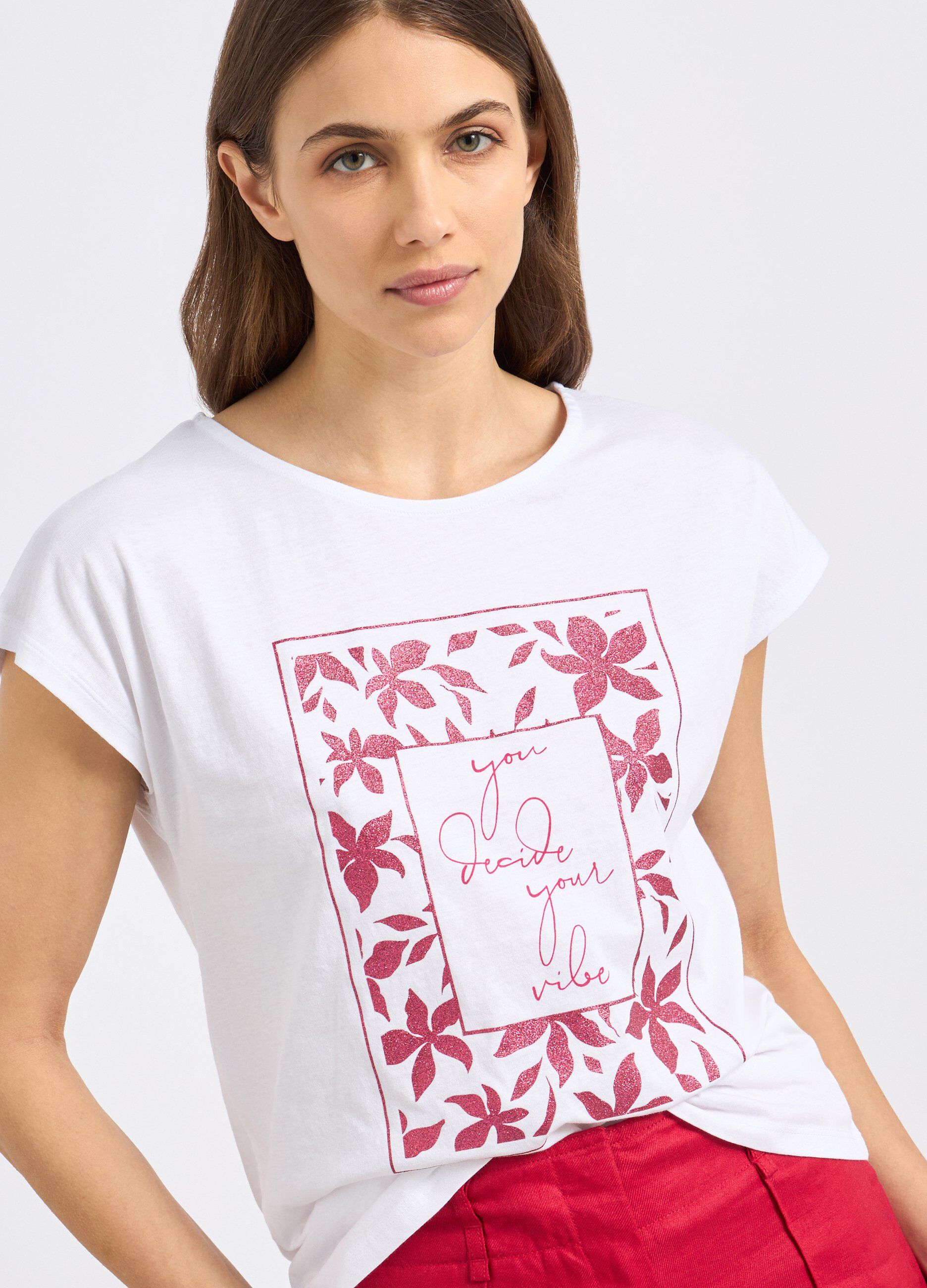 T-shirt in puro cotone con stampa donna_2