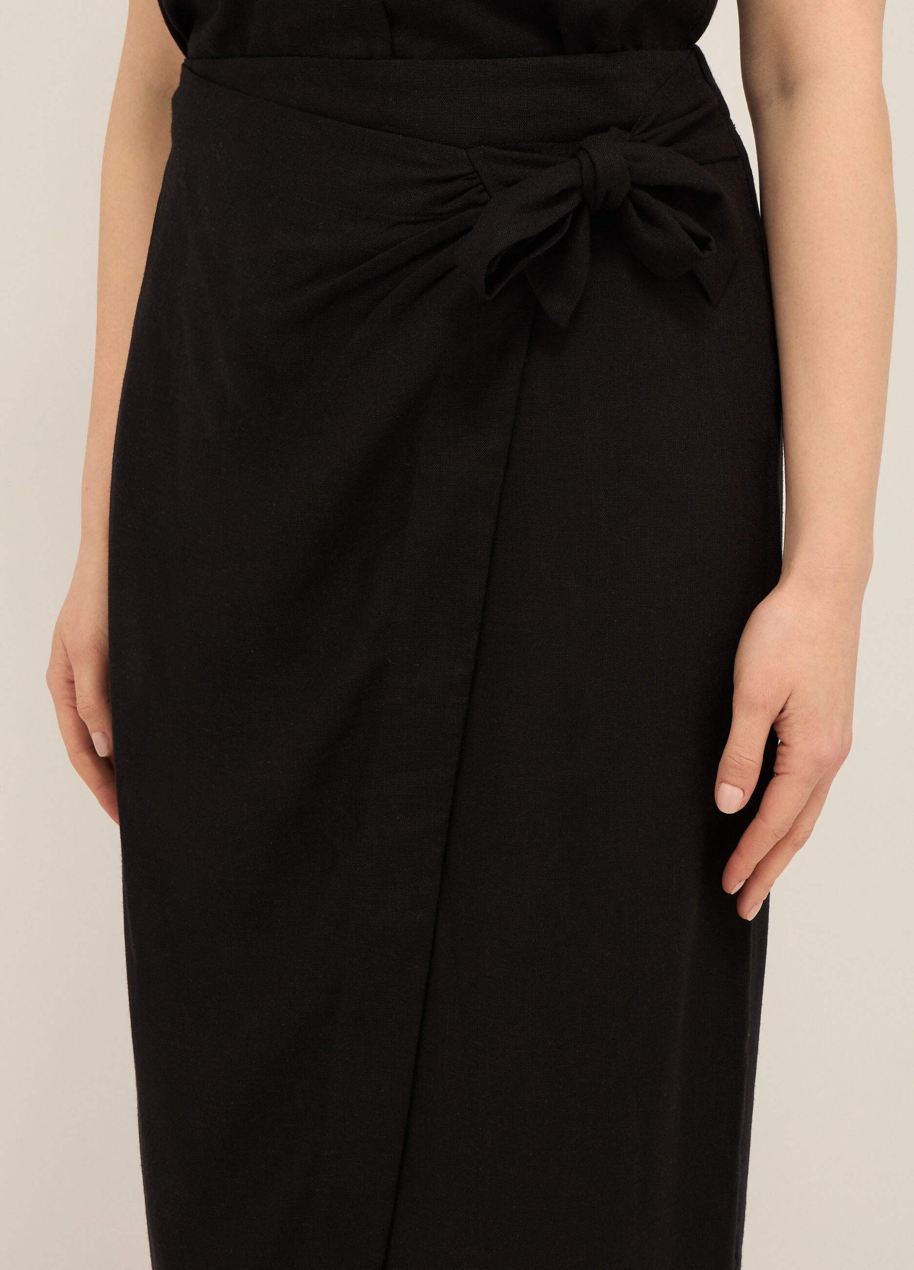 Gonna a portafoglio misto lino donna