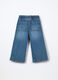 Pantaloni wide leg in denim di puro cotone bambina_1