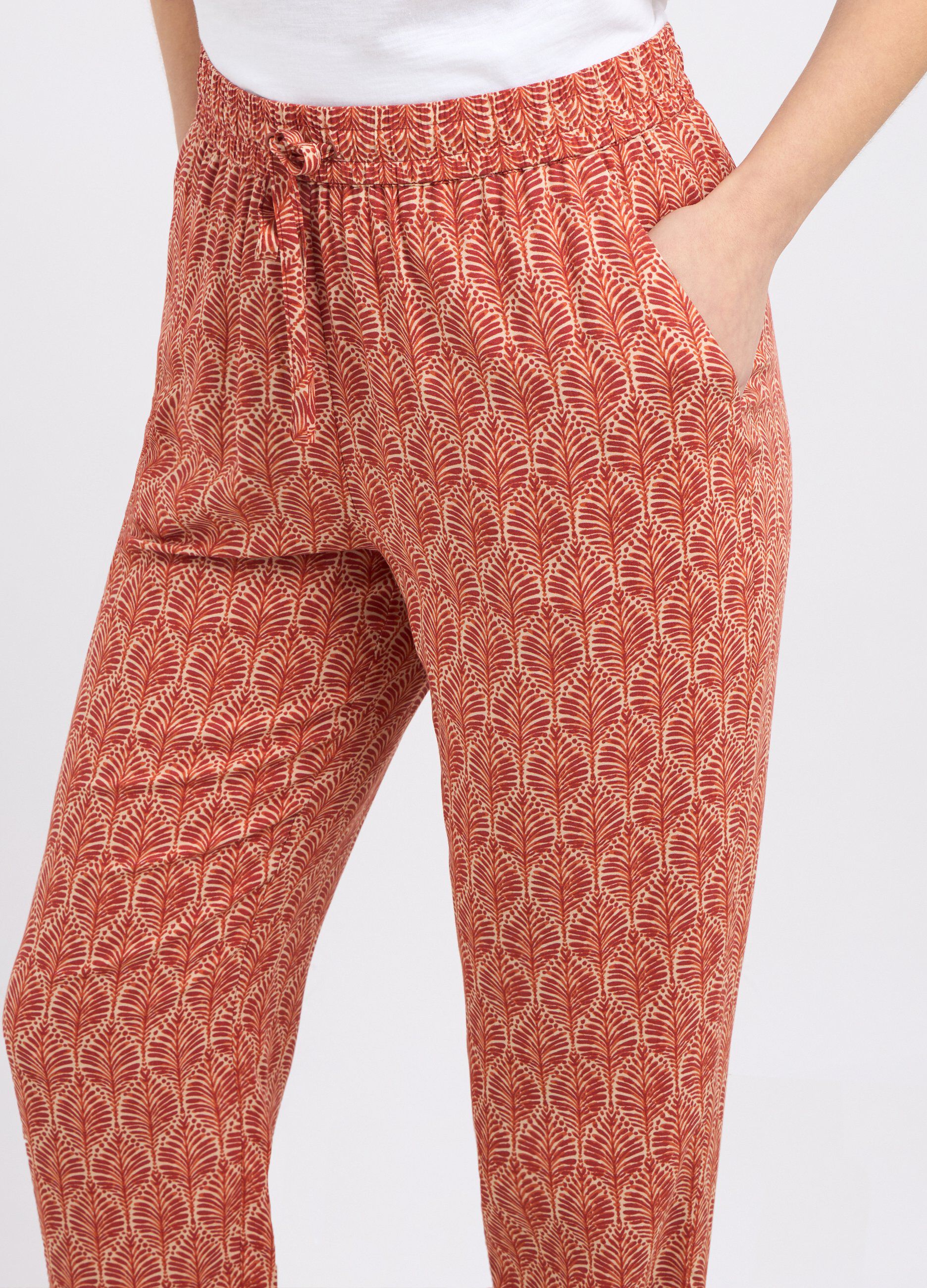 Pantaloni in pura viscosa con stampa donna_2