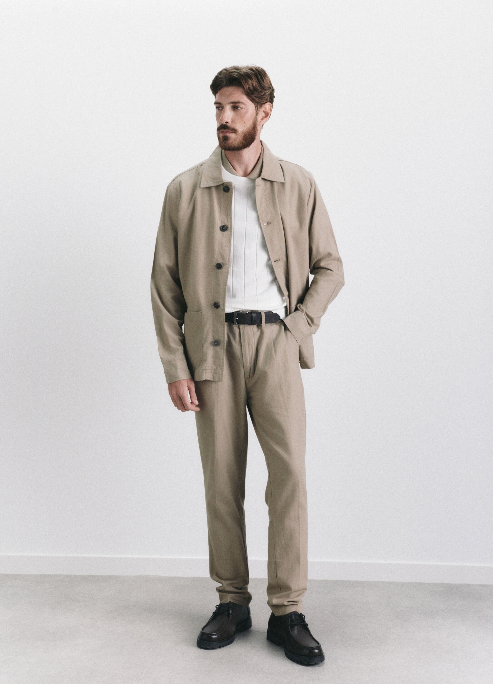 Pantalone chino in lino e cotone uomo