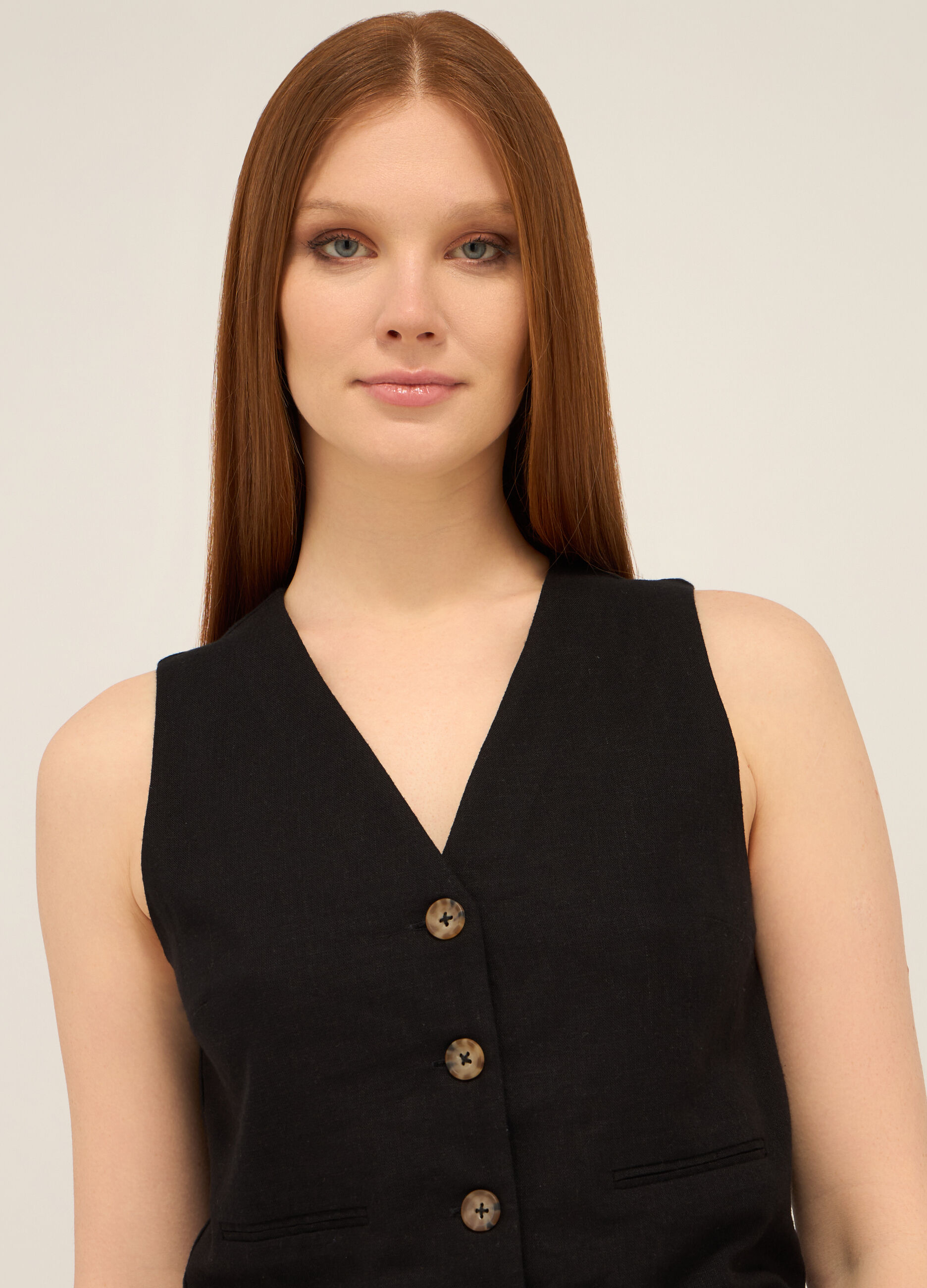 Gilet misto lino donna