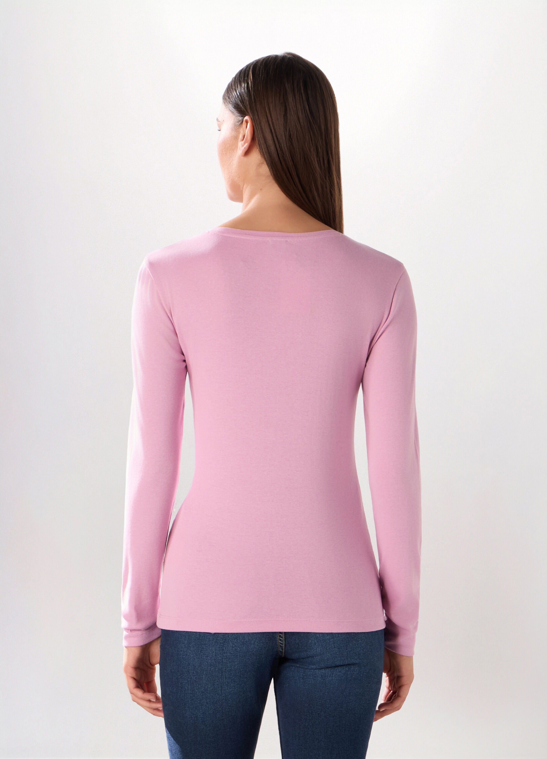 T-shirt in costina di puro cotone donna_1