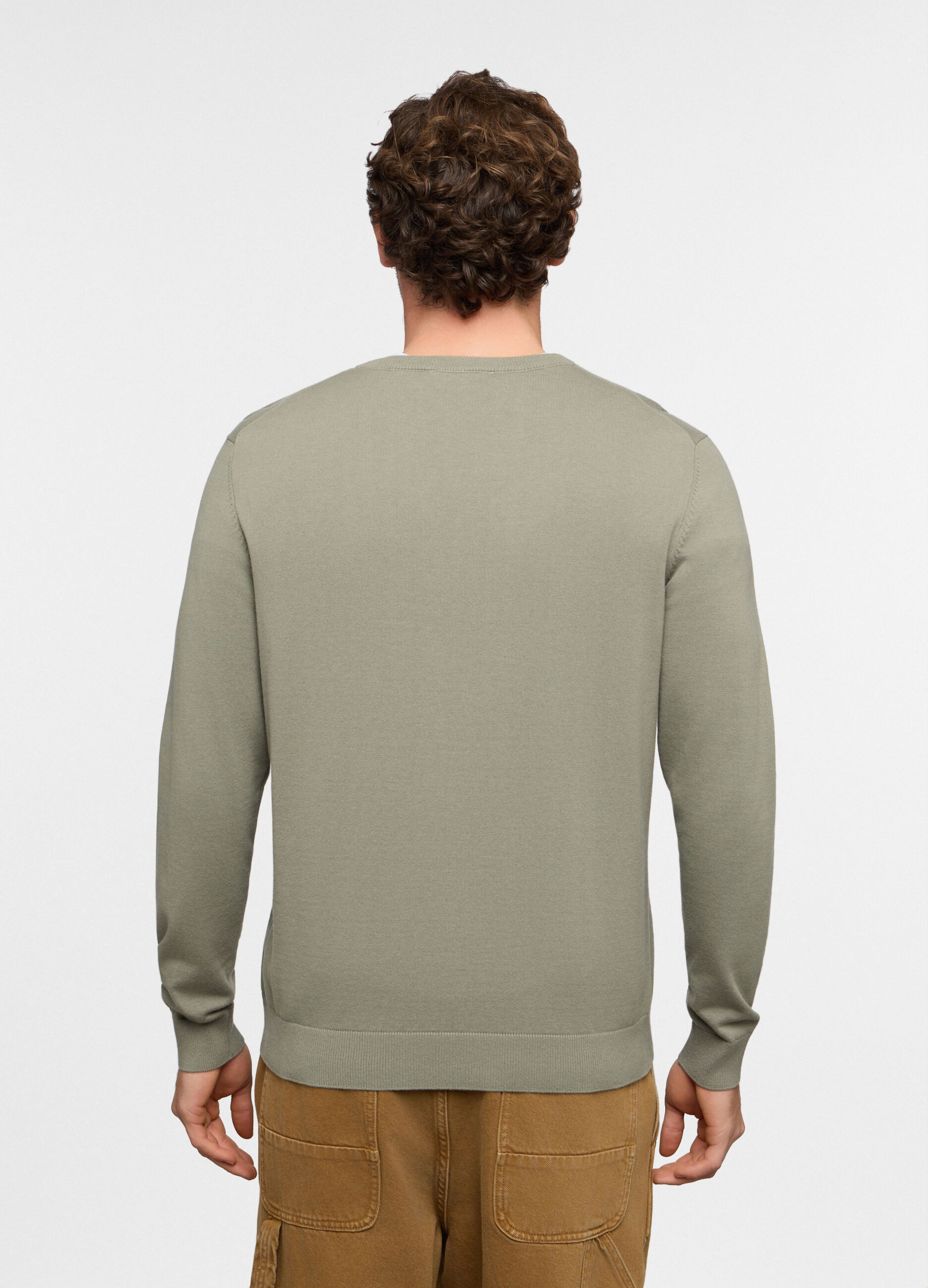 Maglione girocollo in cotone a maglia rasata uomo_1