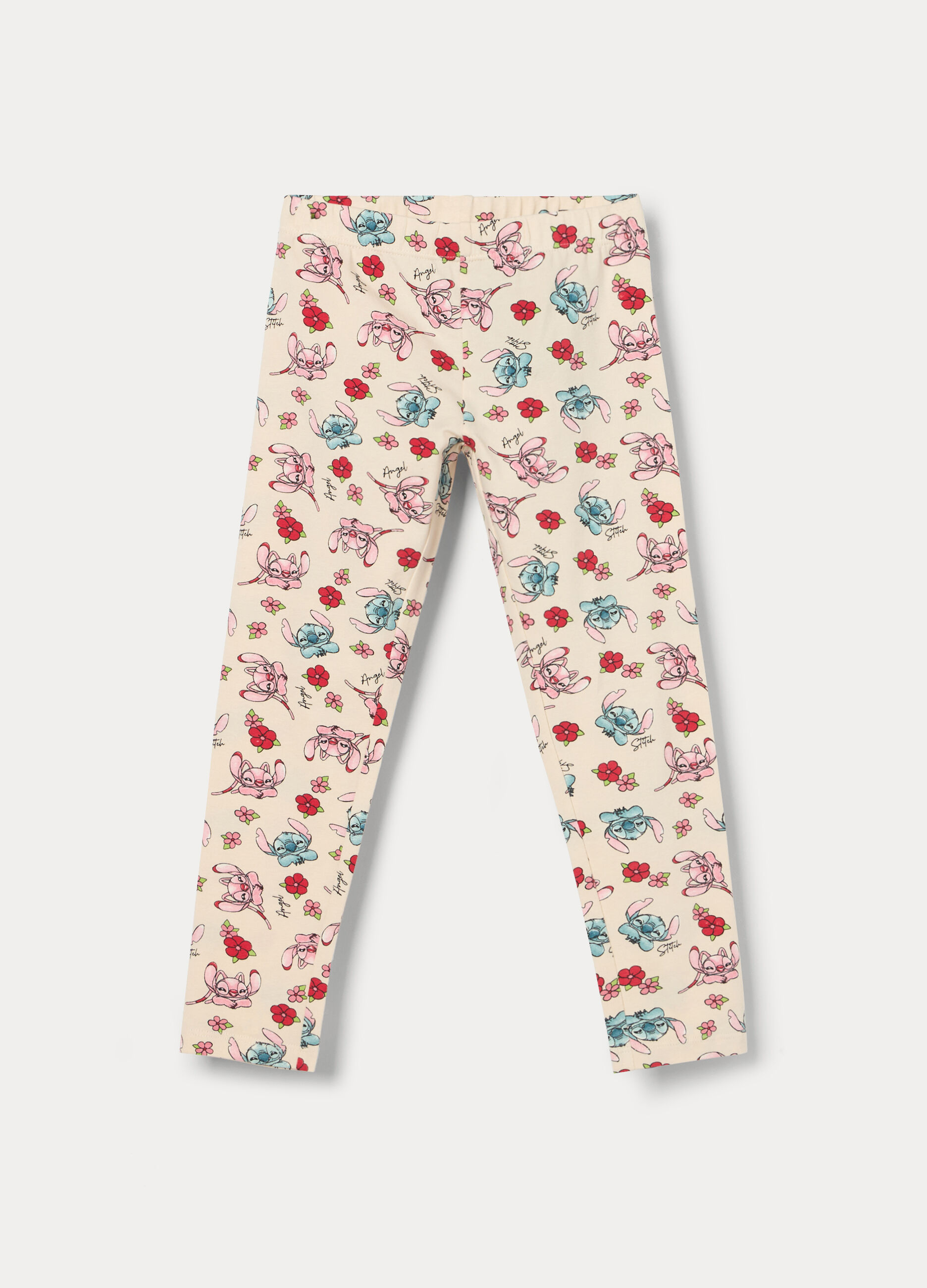 Leggings Stitch in jersey di cotone stretch bambina_0