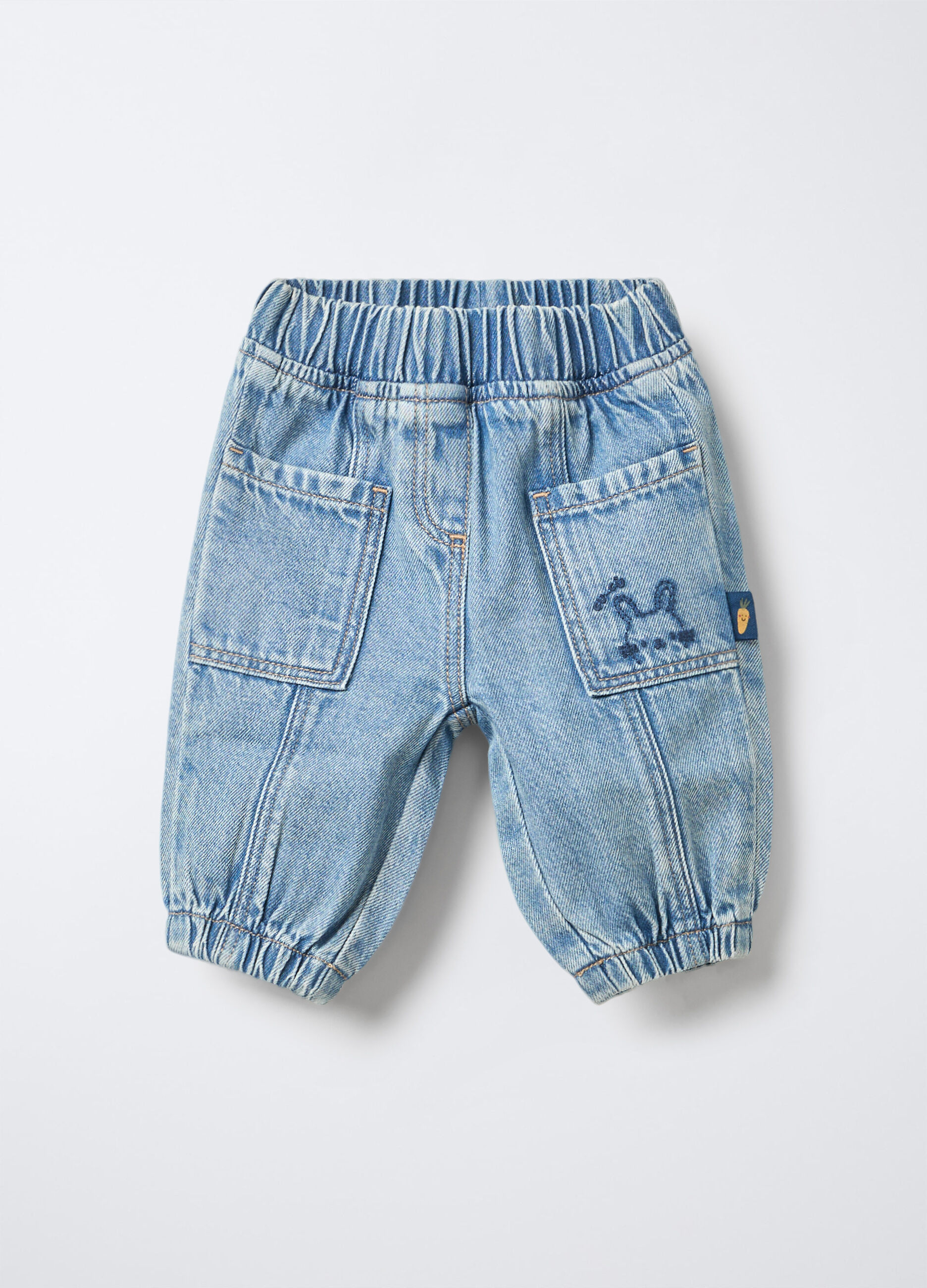 Jogger in denim di puro cotone Fit Comfort neonato_0