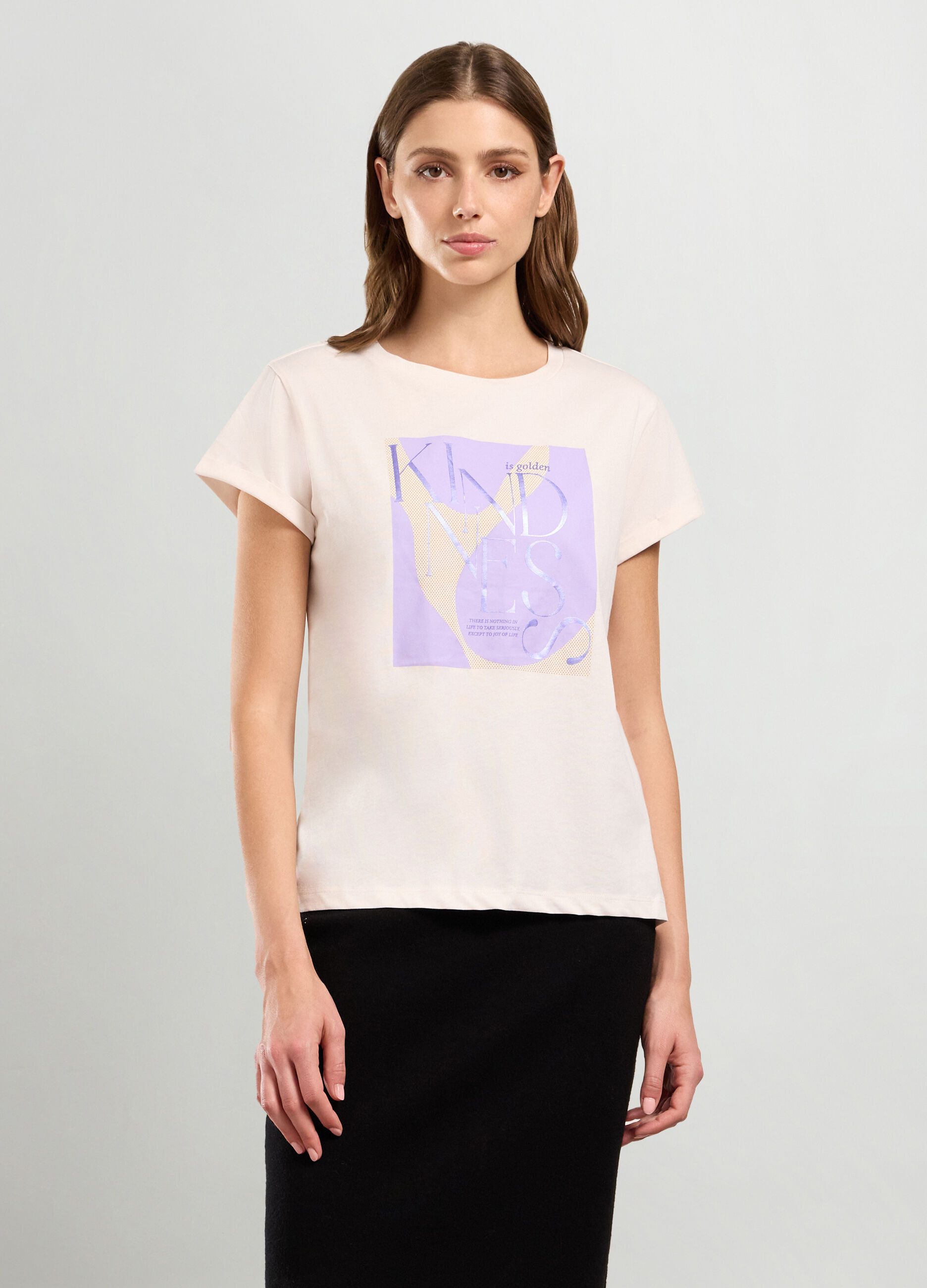 T-shirt in jersey di puro cotone donna_0