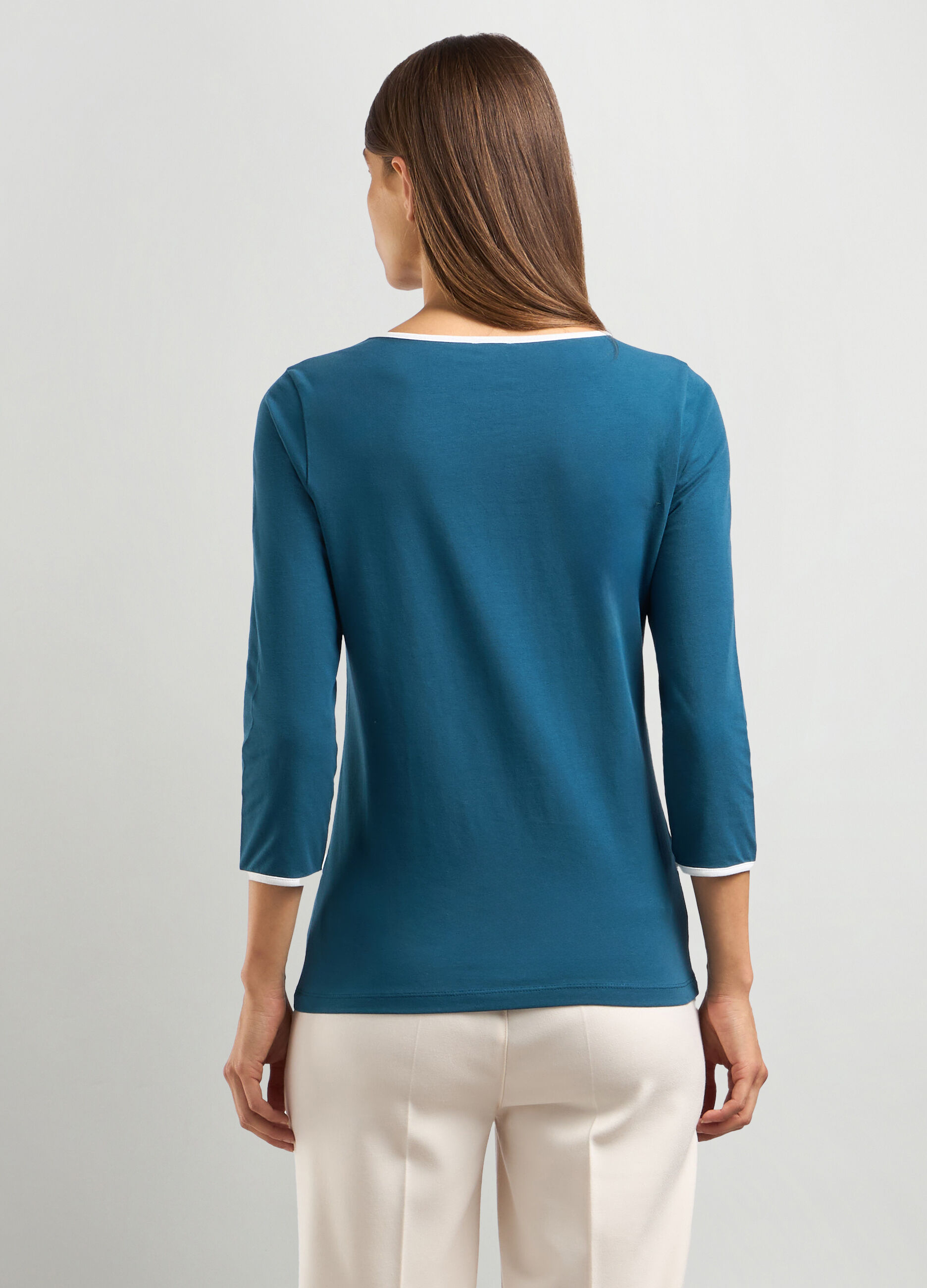 T-shirt in jersey di cotone stretch donna_1
