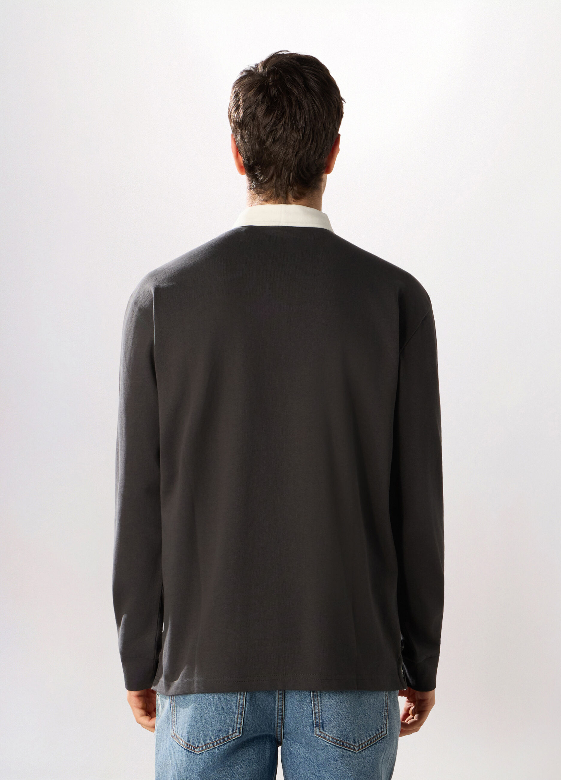 Polo a maniche lunghe in puro cotone uomo_1