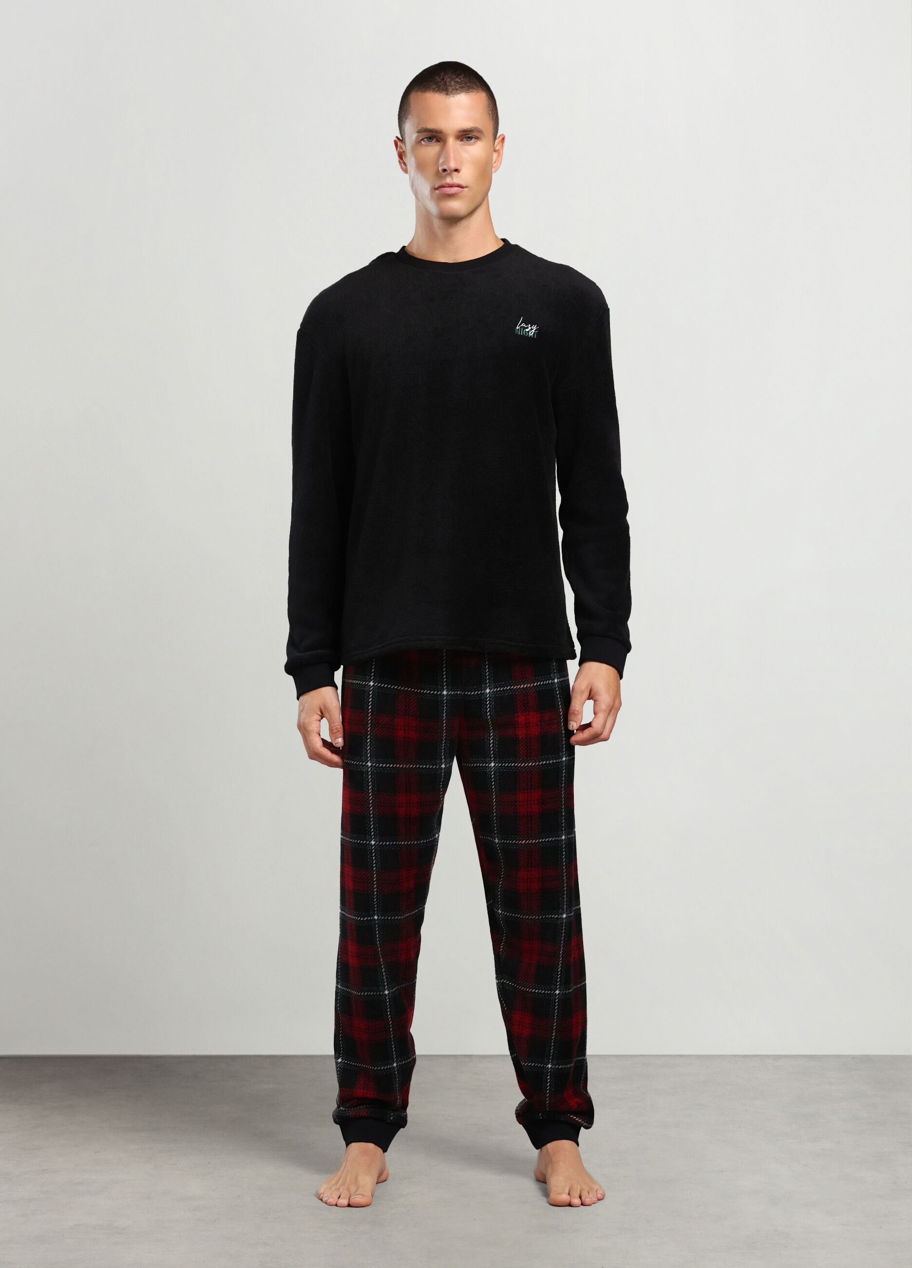 Pigiama lungo in pile uomo_0