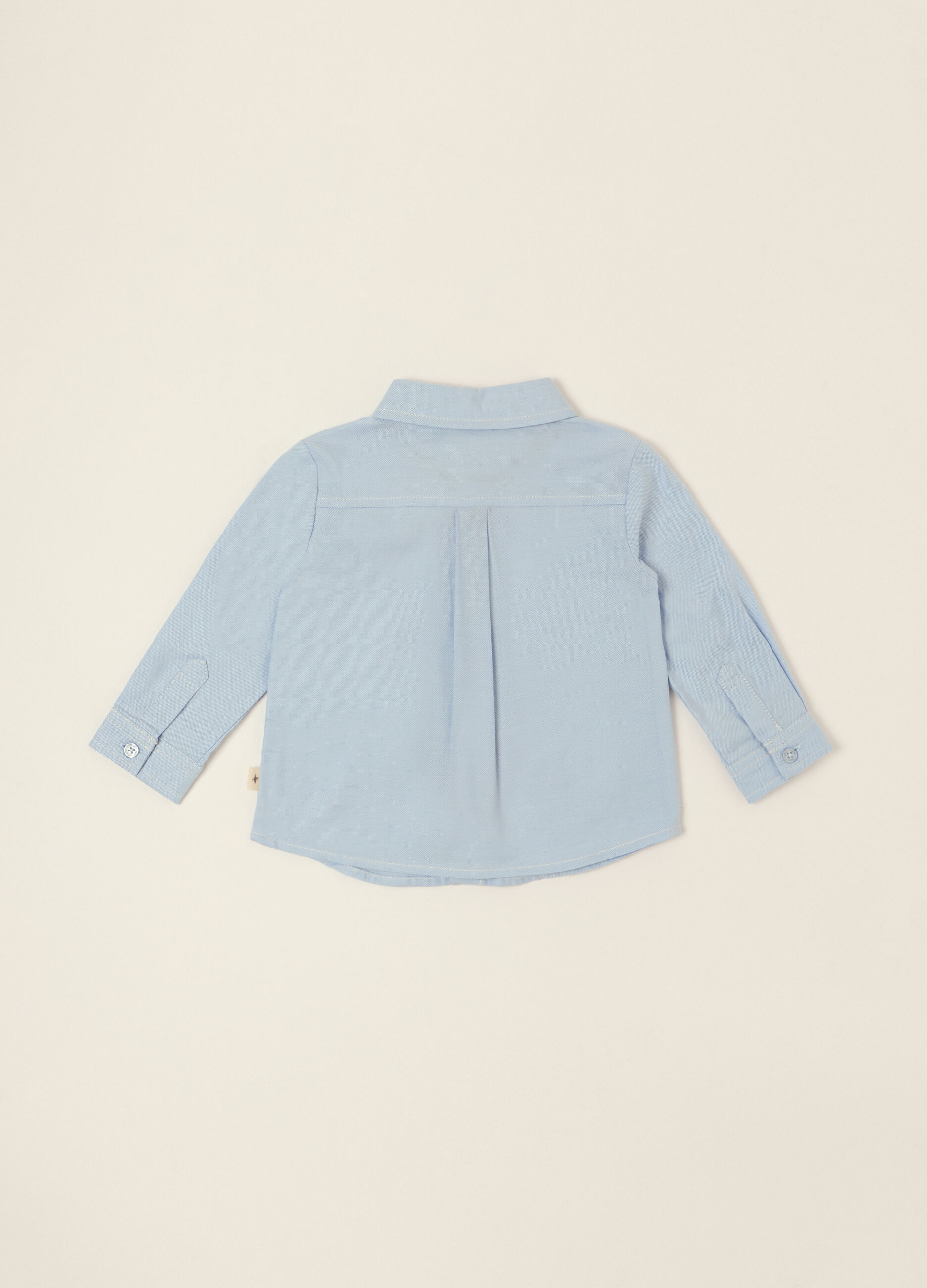 Camicia azzurra a maniche lunghe in puro cotone_1