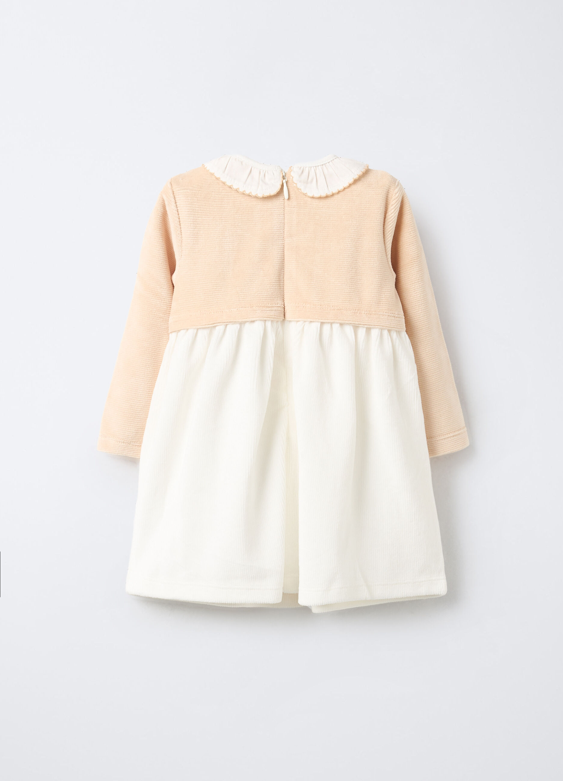 Vestito in misto cotone velour neonata_1