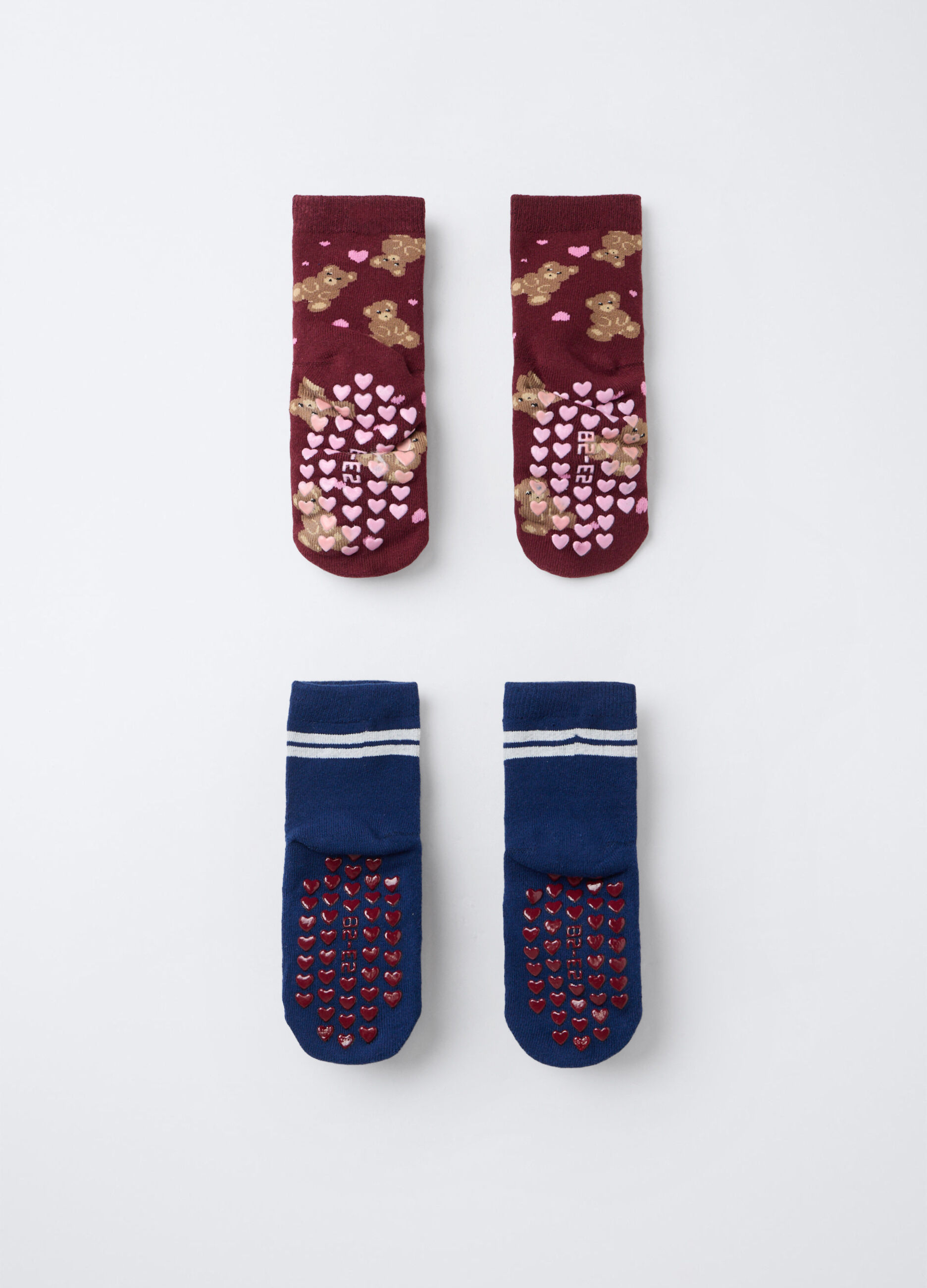 Pack 2 calze corte antiscivolo in spugna di cotone stretch bambina_1