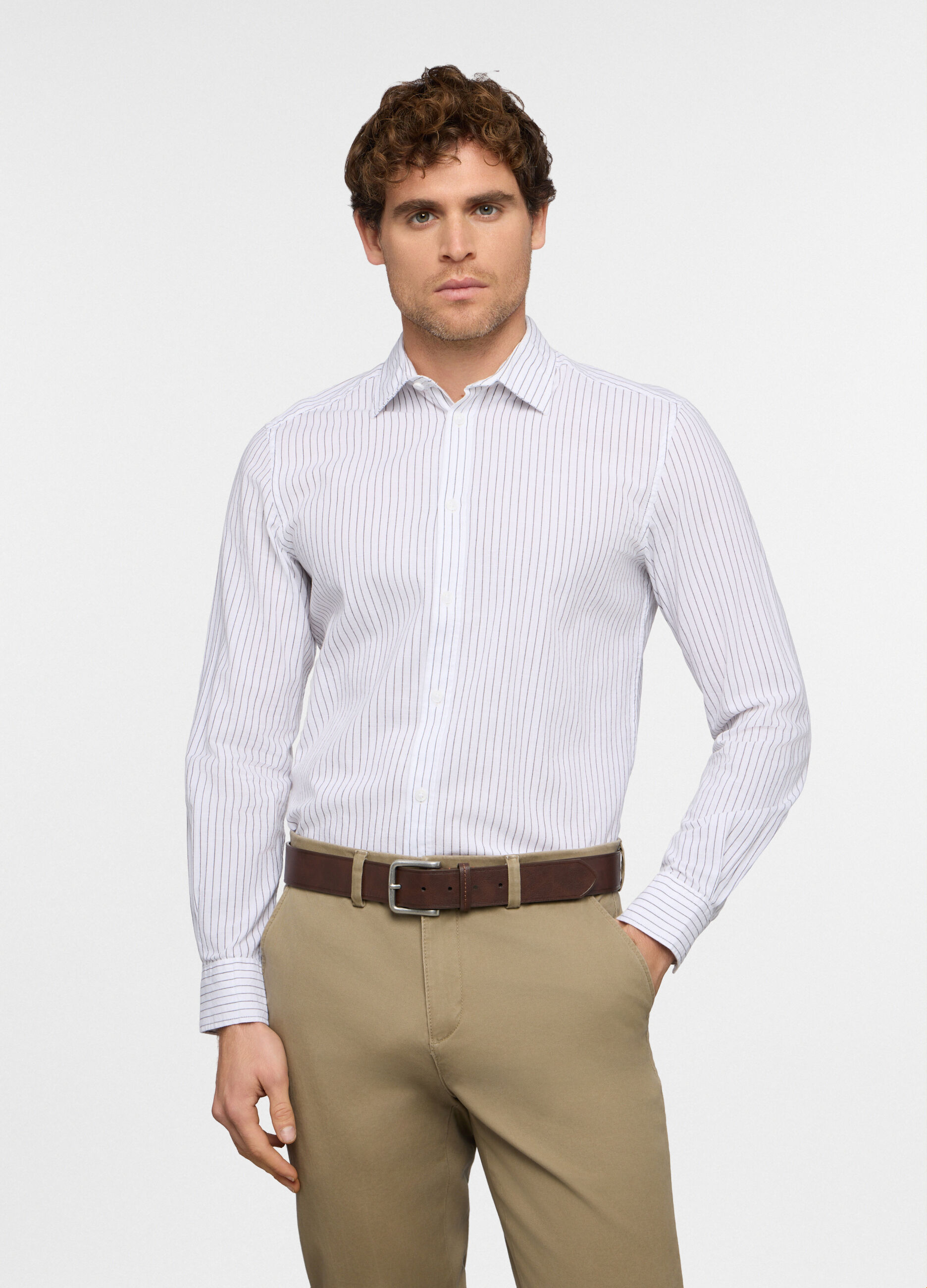 Camicia regular fit in cotone con colletto francese uomo _0
