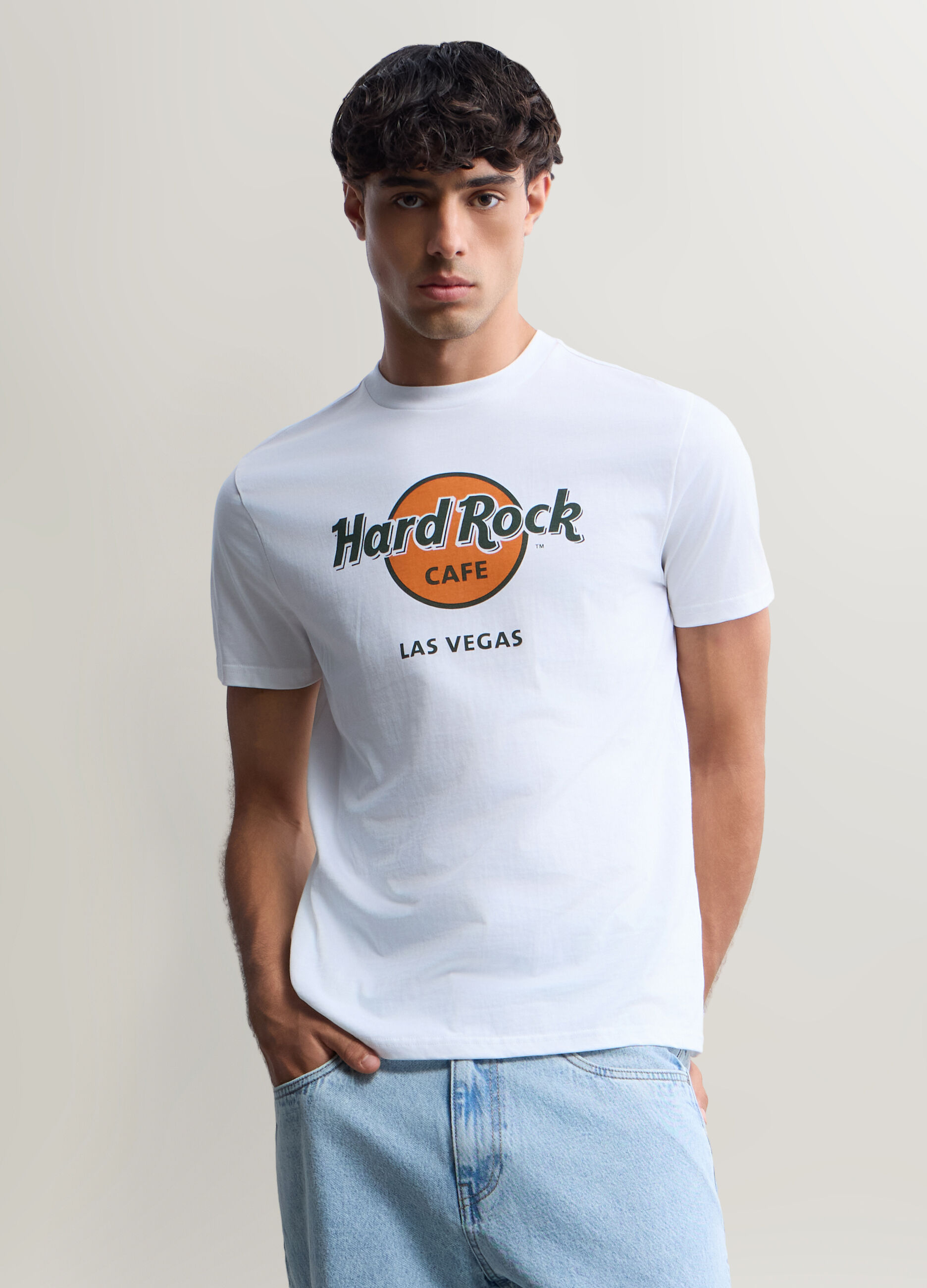 T-shirt girocollo in cotone con stampa Hard Rock Cafe uomo