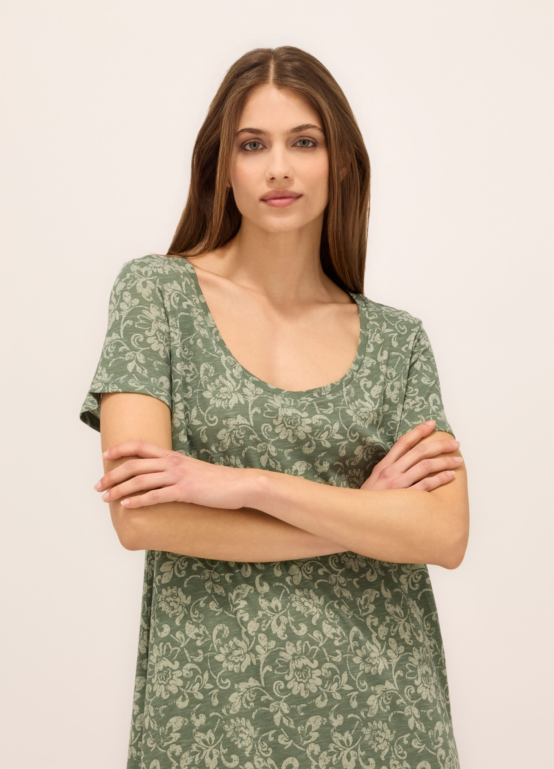 Abito in jersey slub di puro cotone donna