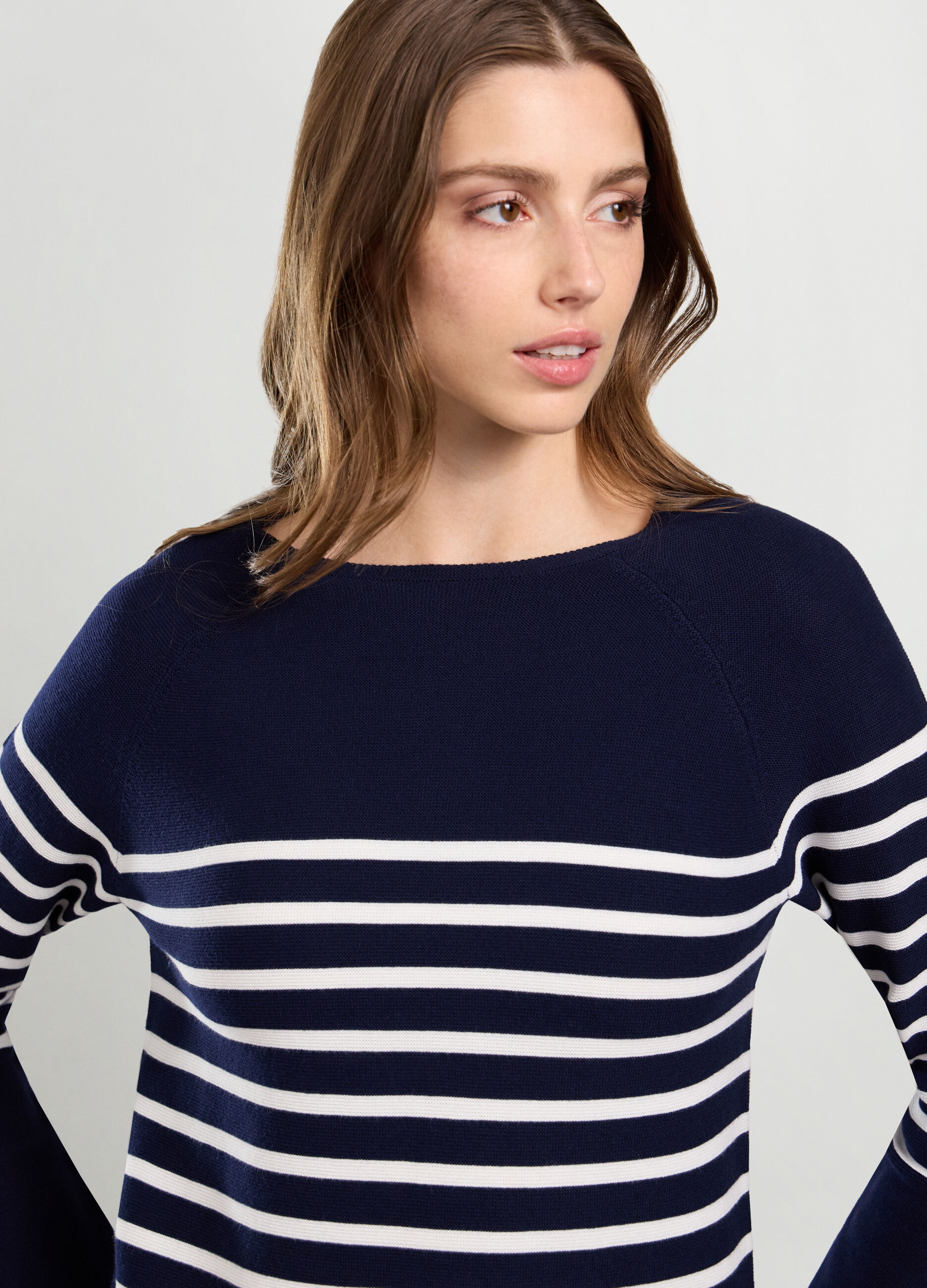 Tricot a righe di puro cotone donna_2