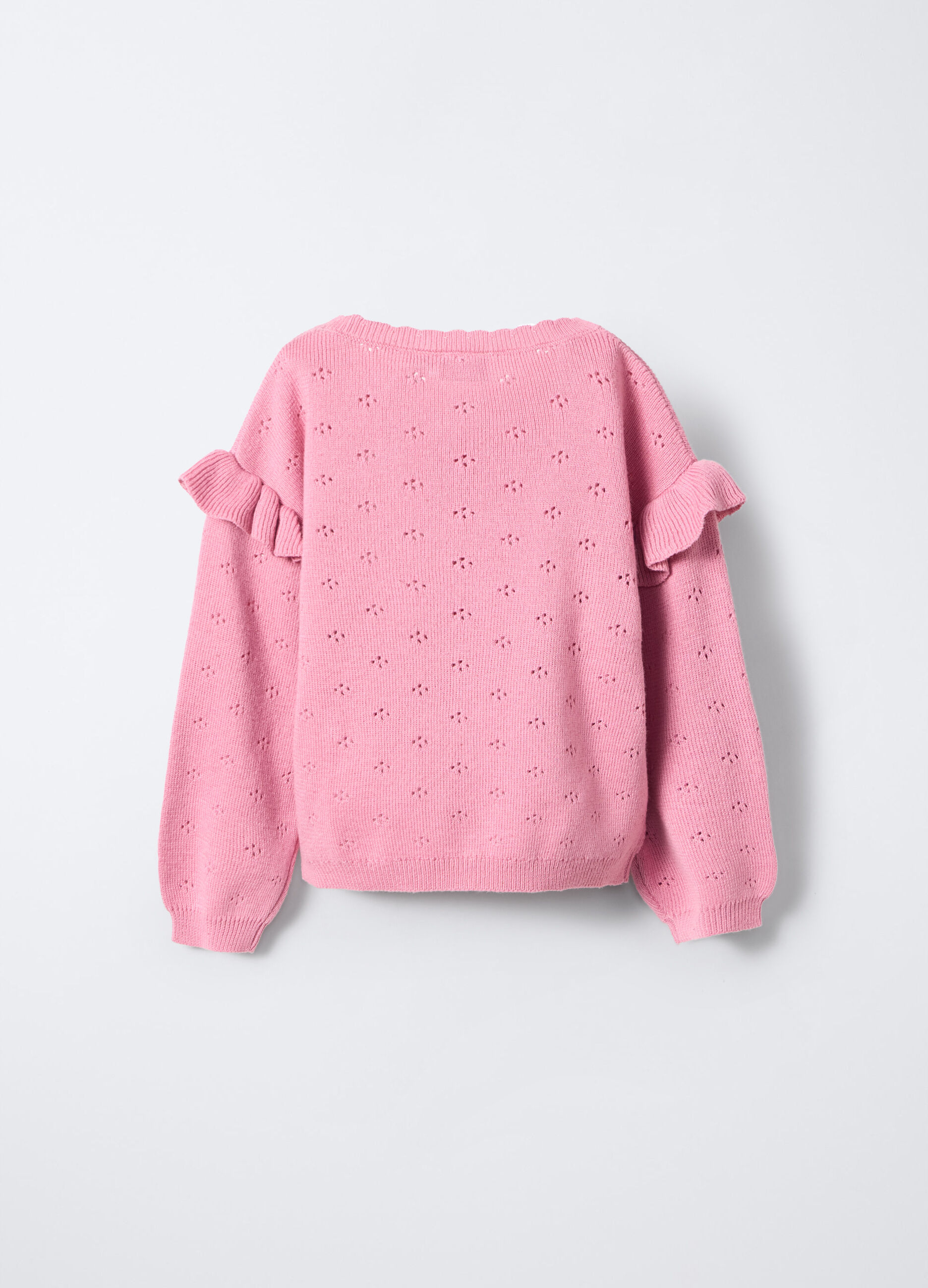 Cardigan girocollo operato misto cotone bimba_1