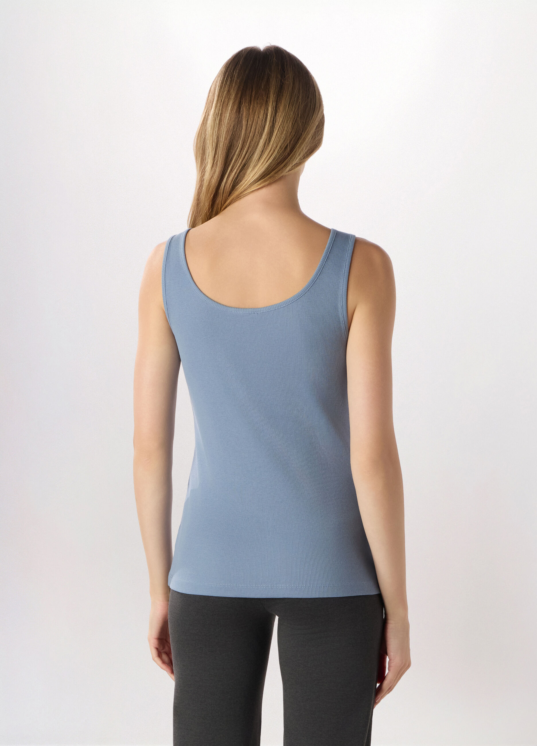 Canotta in costina di puro cotone donna_1