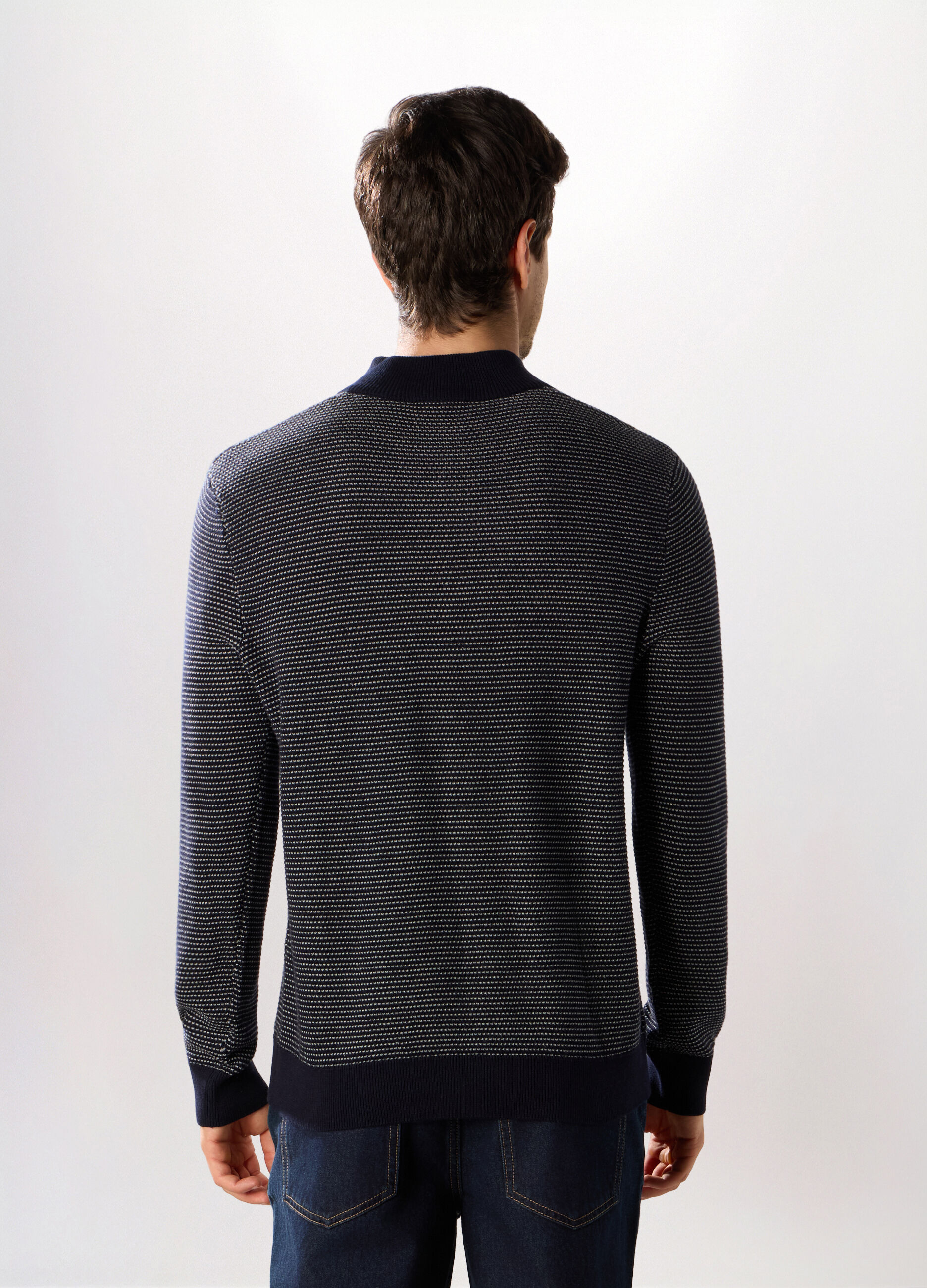 Maglione lupetto con zip in cotone uomo_1