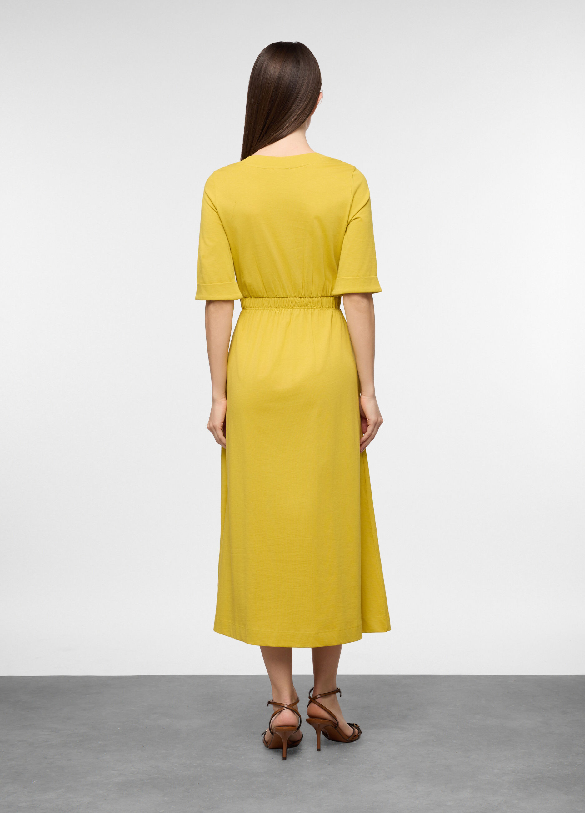 Abito lungo in jersey di cotone stretch donna_1