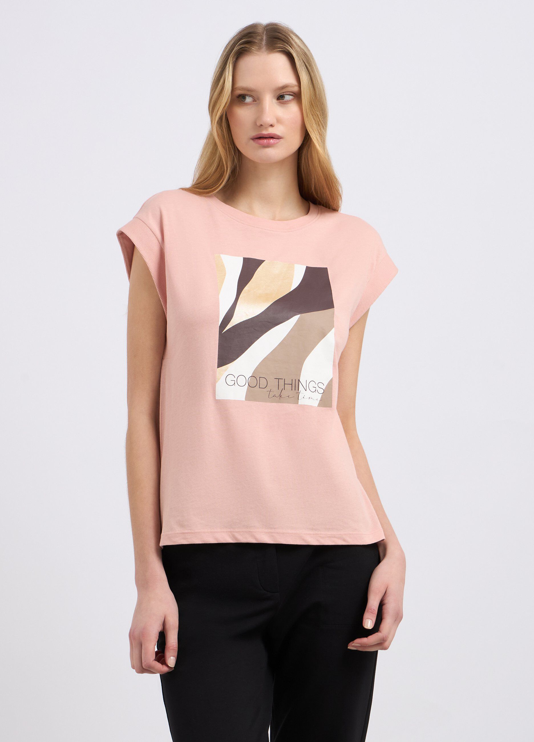 T-shirt in puro cotone con stampa donna_0