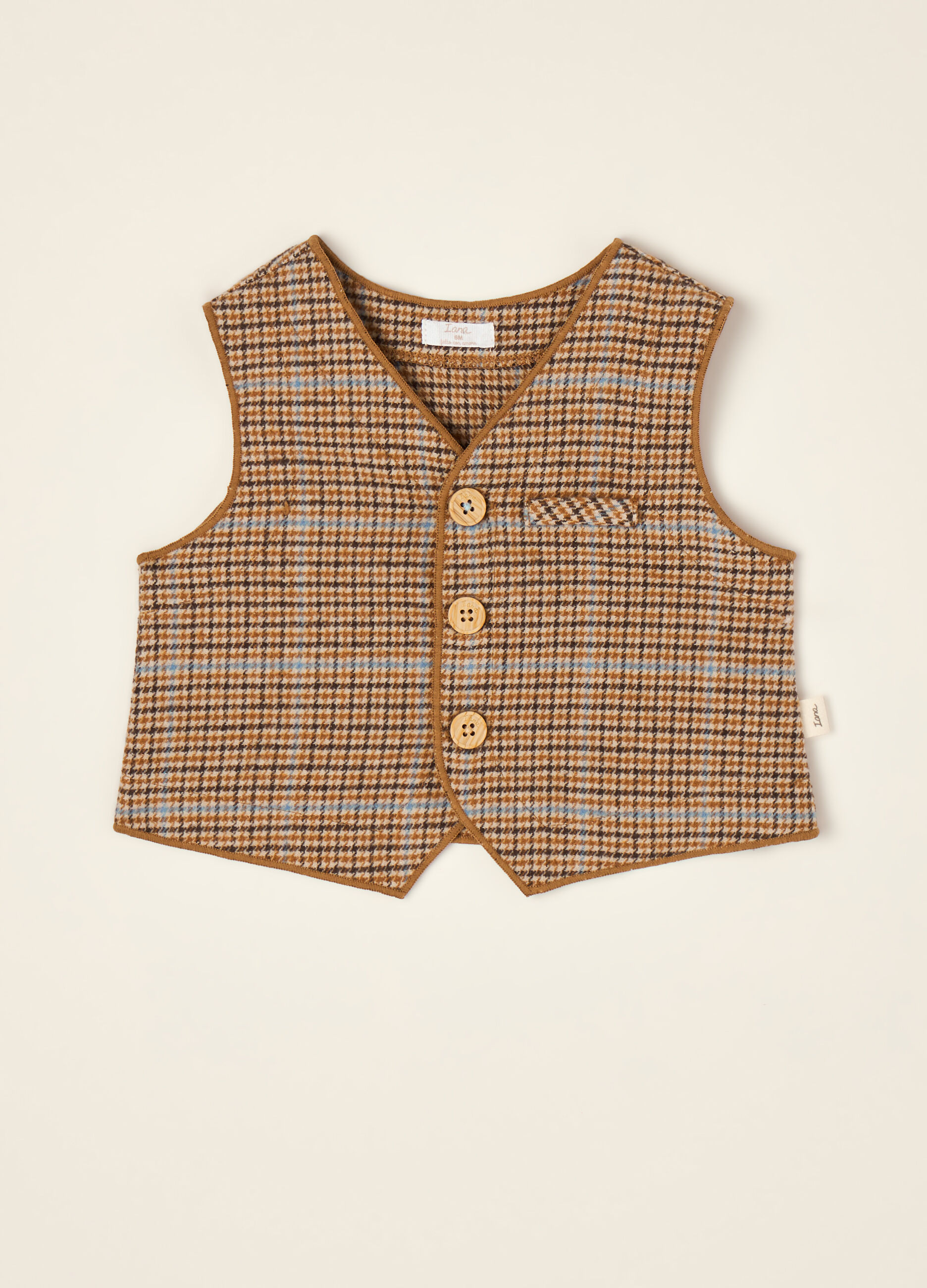 Gilet marrone in misto cotone con girocollo_0