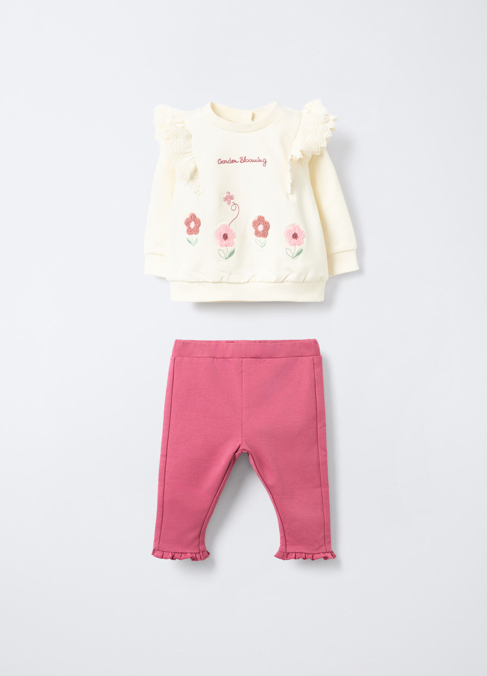 Jogging set in cotone garzato stretch neonata_0