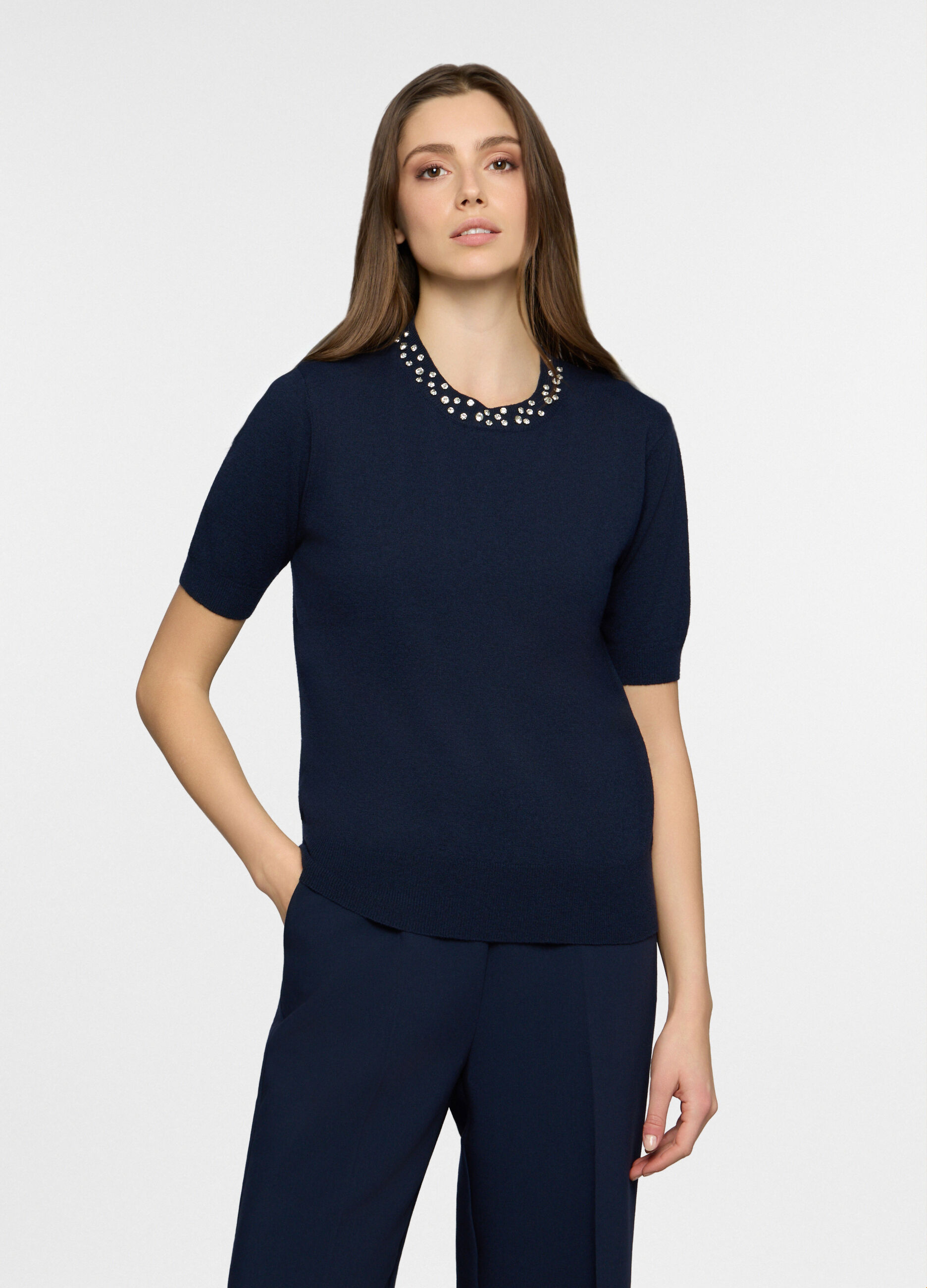 T-shirt girocollo misto lana donna_0