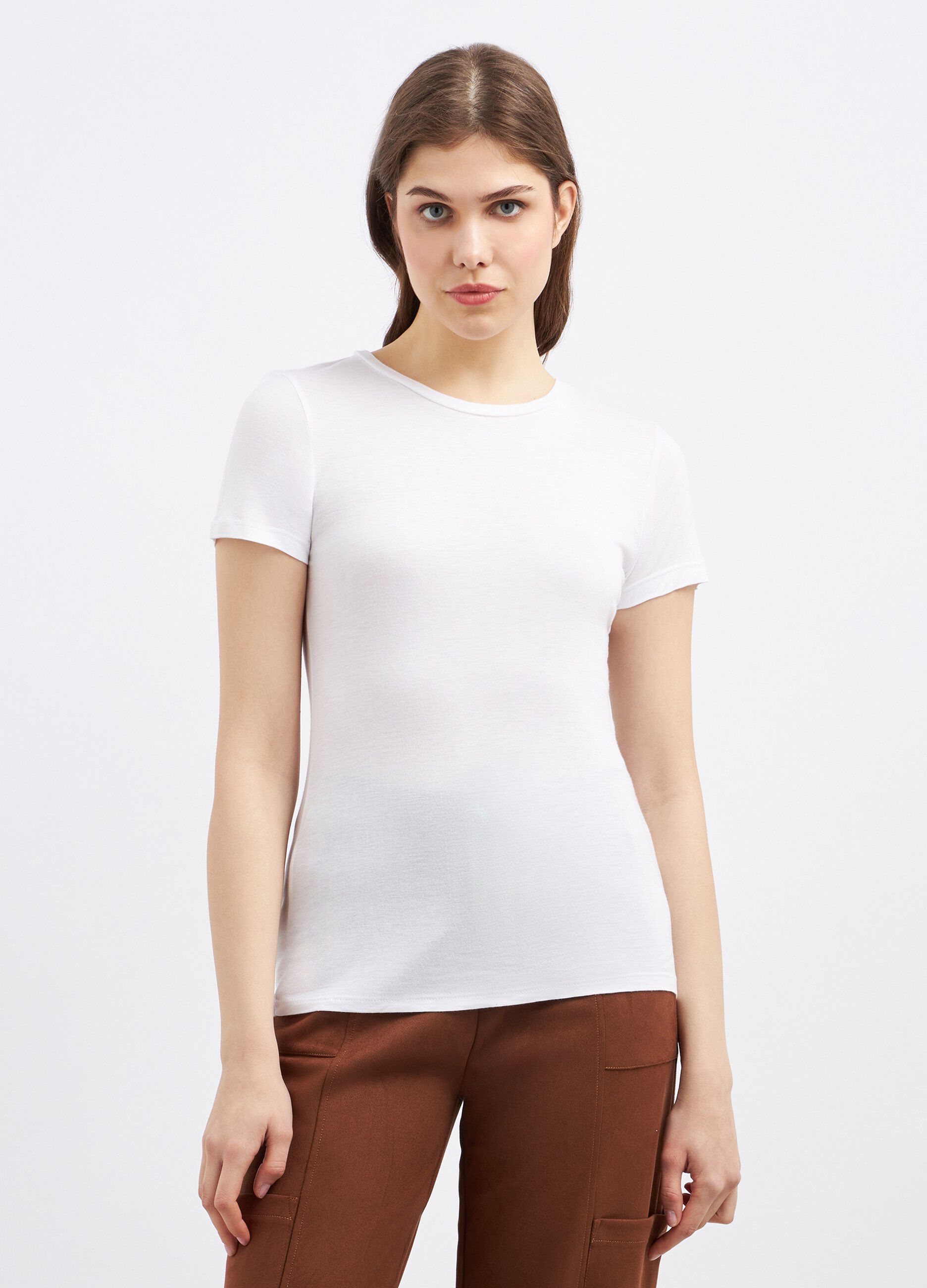 T-shirt girocollo in pura viscosa donna_0
