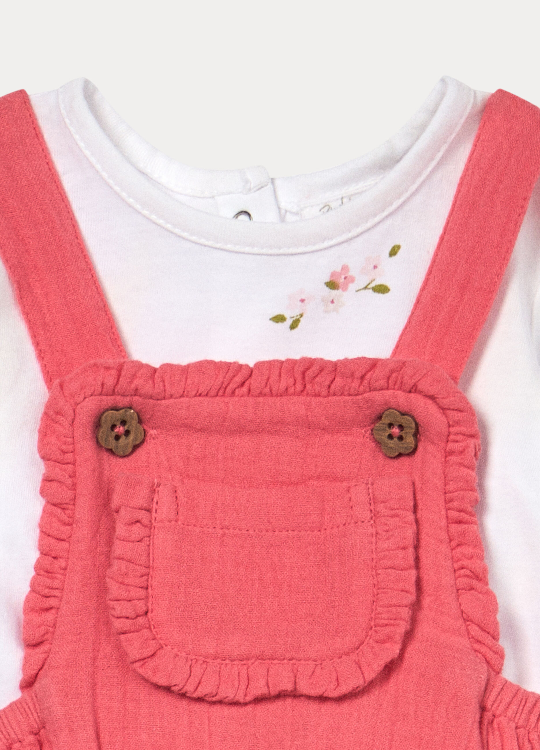 Set t-shirt + salopette in puro cotone neonata_2