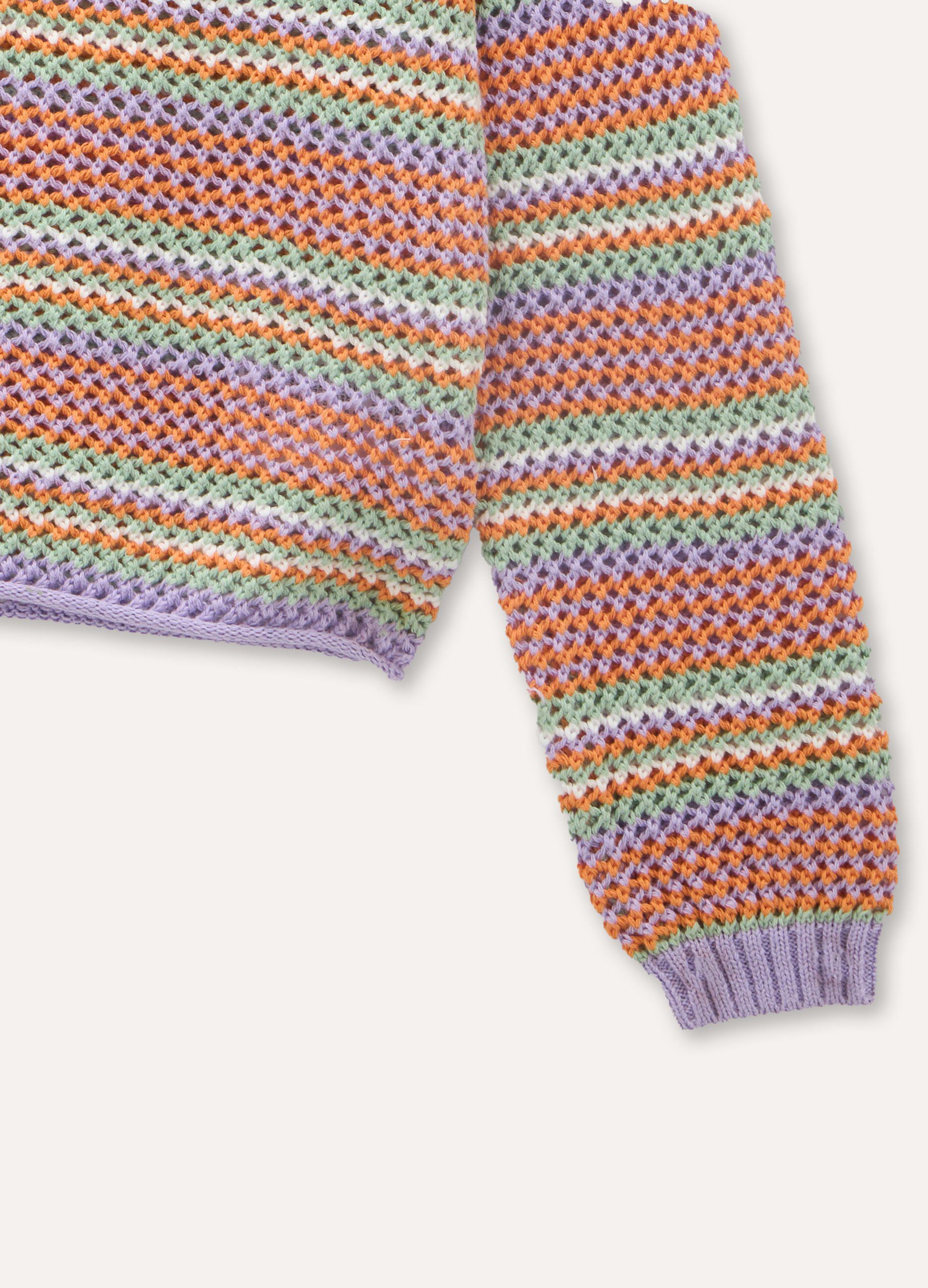 Tricot rigato multicolor in puro cotone ragazza_1