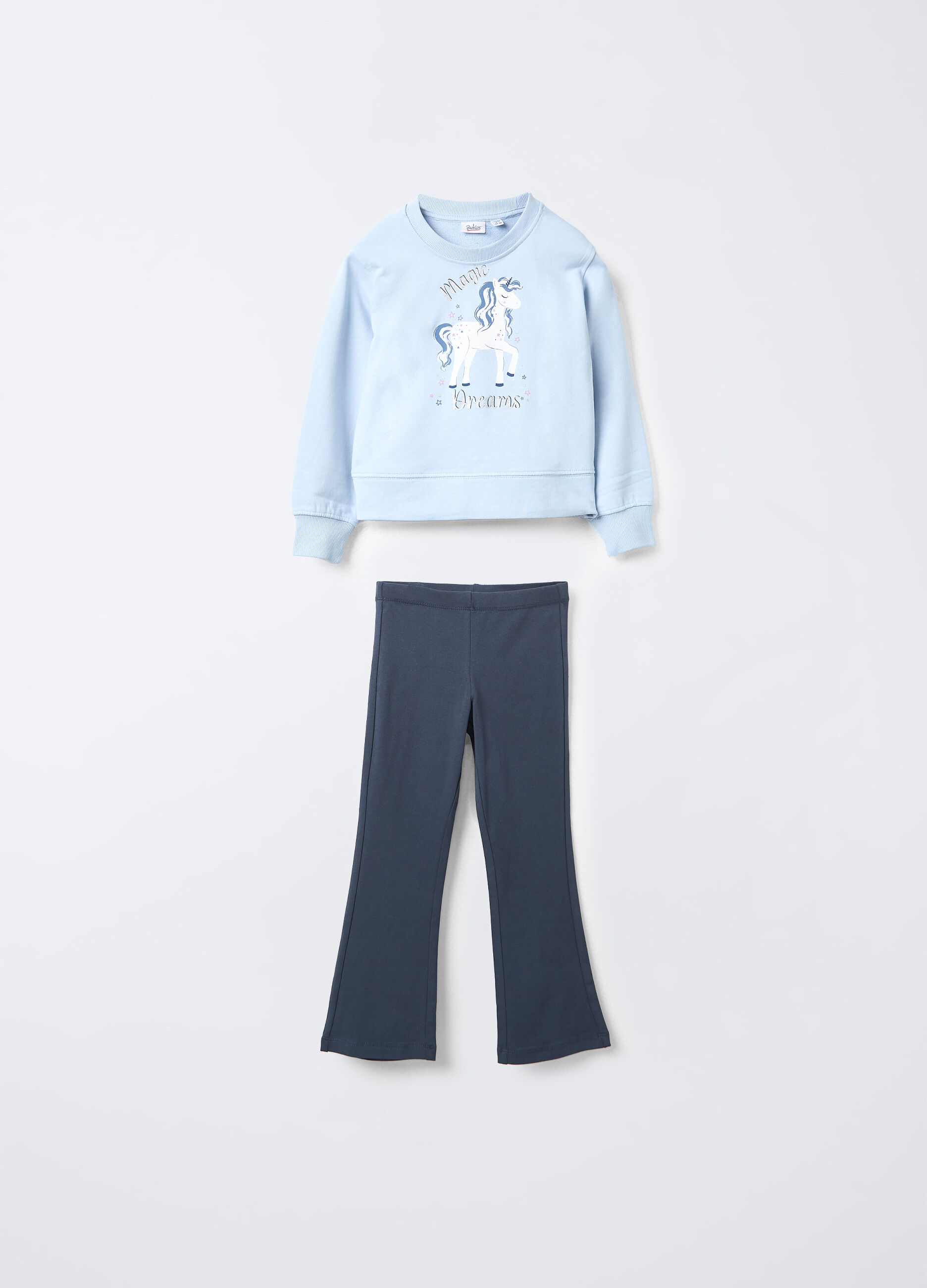 Jogging set in puro cotone garzato bambina_0
