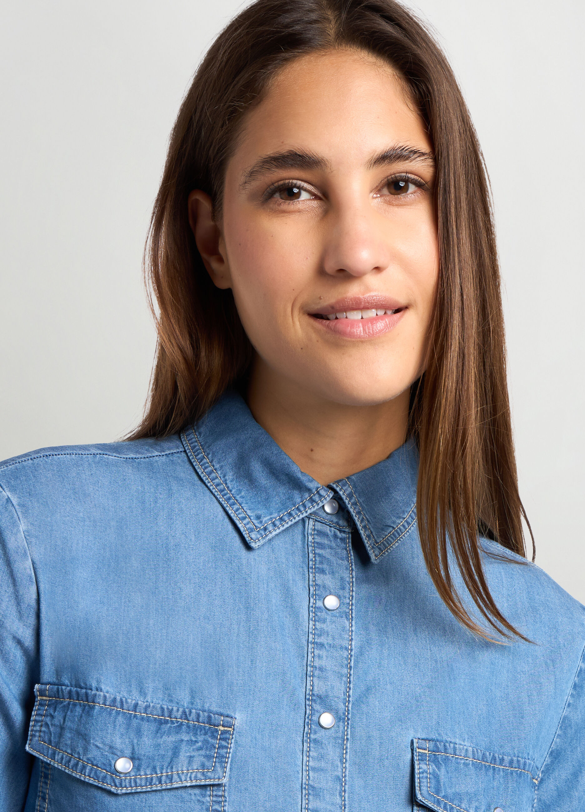Camicia in denim di puro cotone donna_2