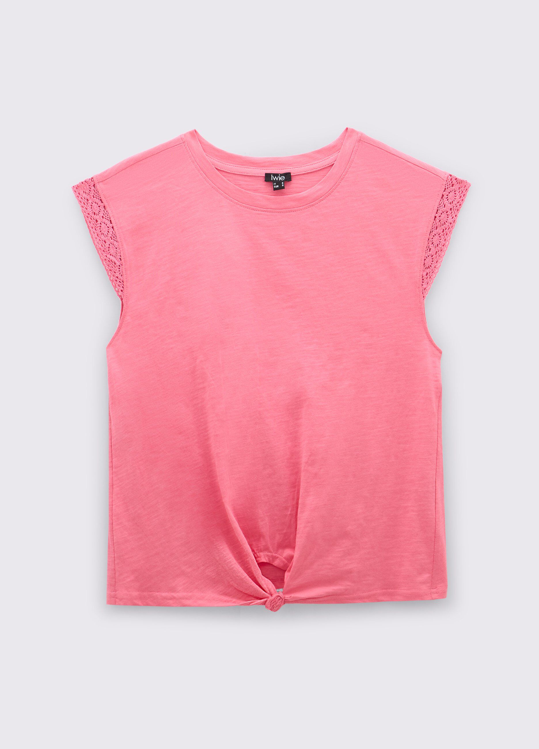 T-shirt smanicata in puro cotone donna_0