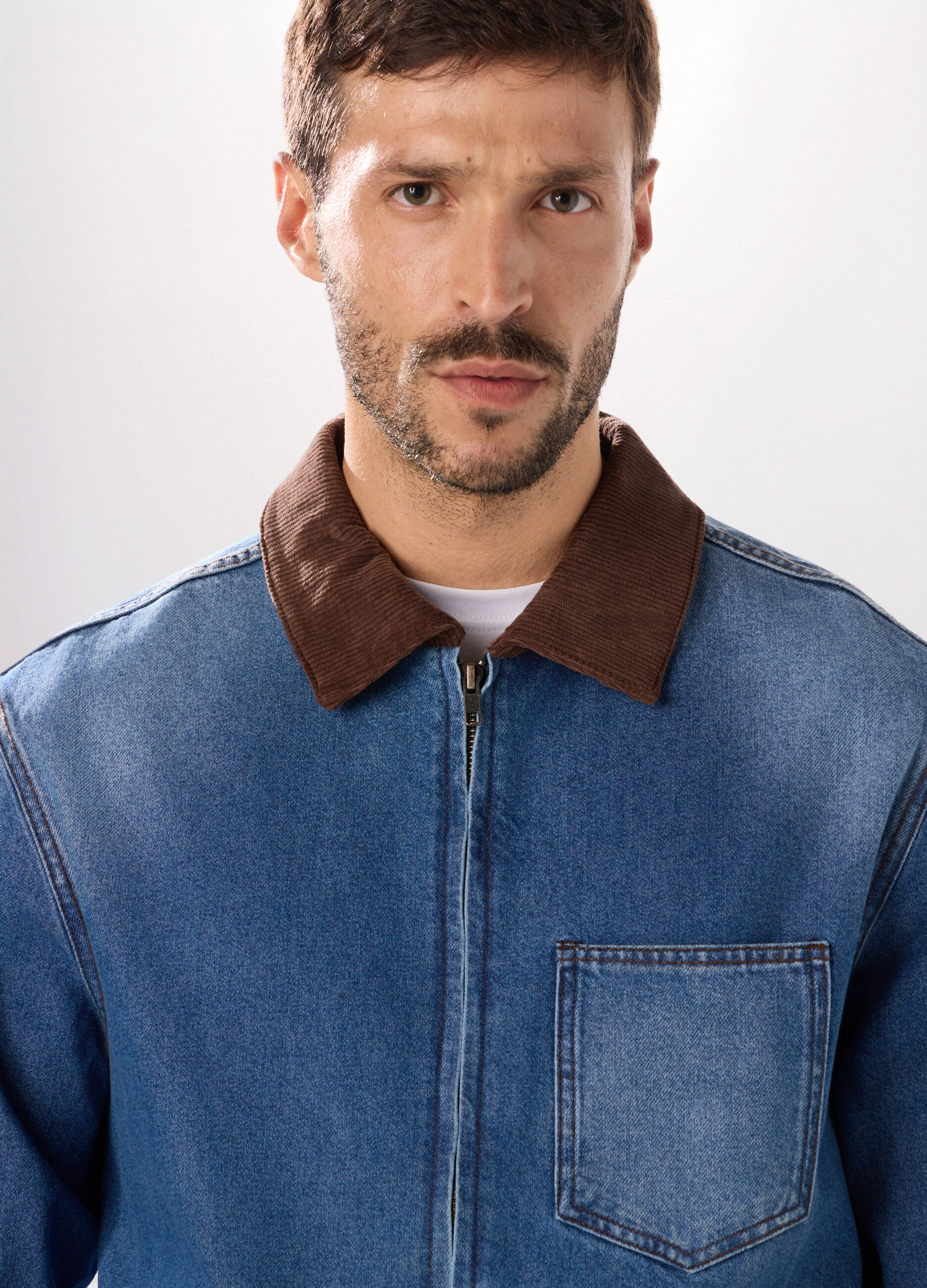 Giubbotto in denim di puro cotone uomo_2