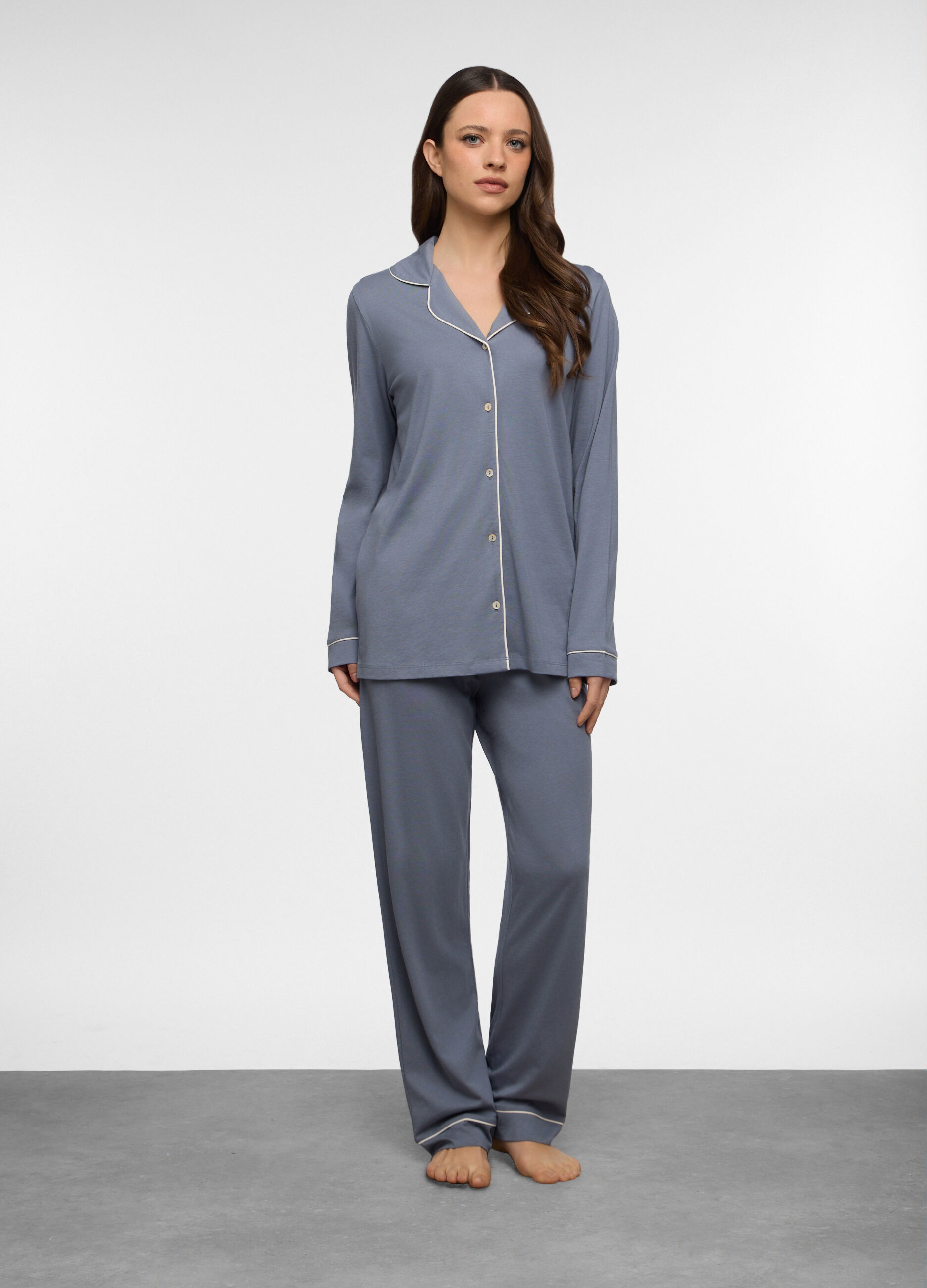 Pantaloni in cotone misto modal donna_0