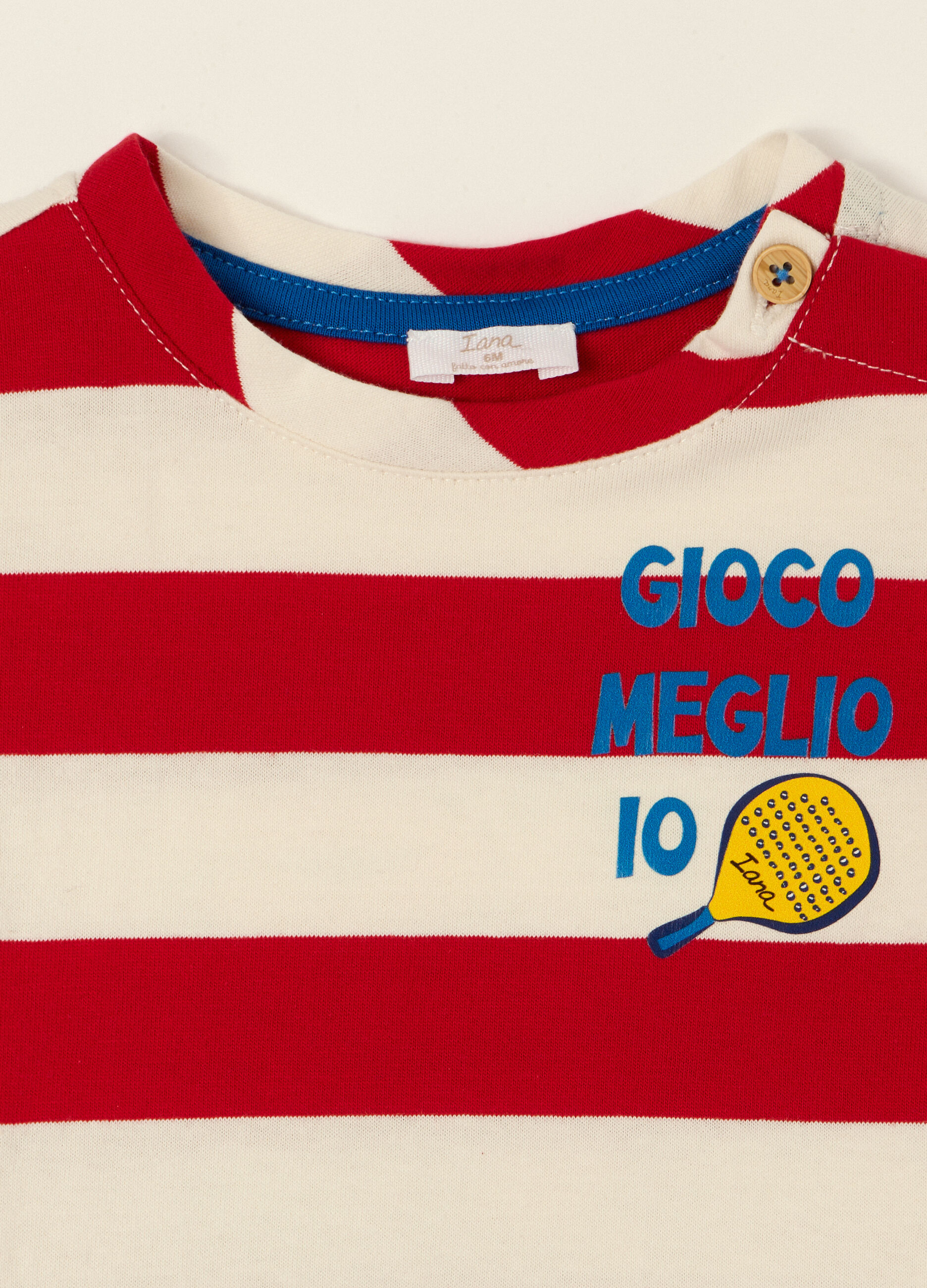 T-shirt rossa a righe in puro cotone_2