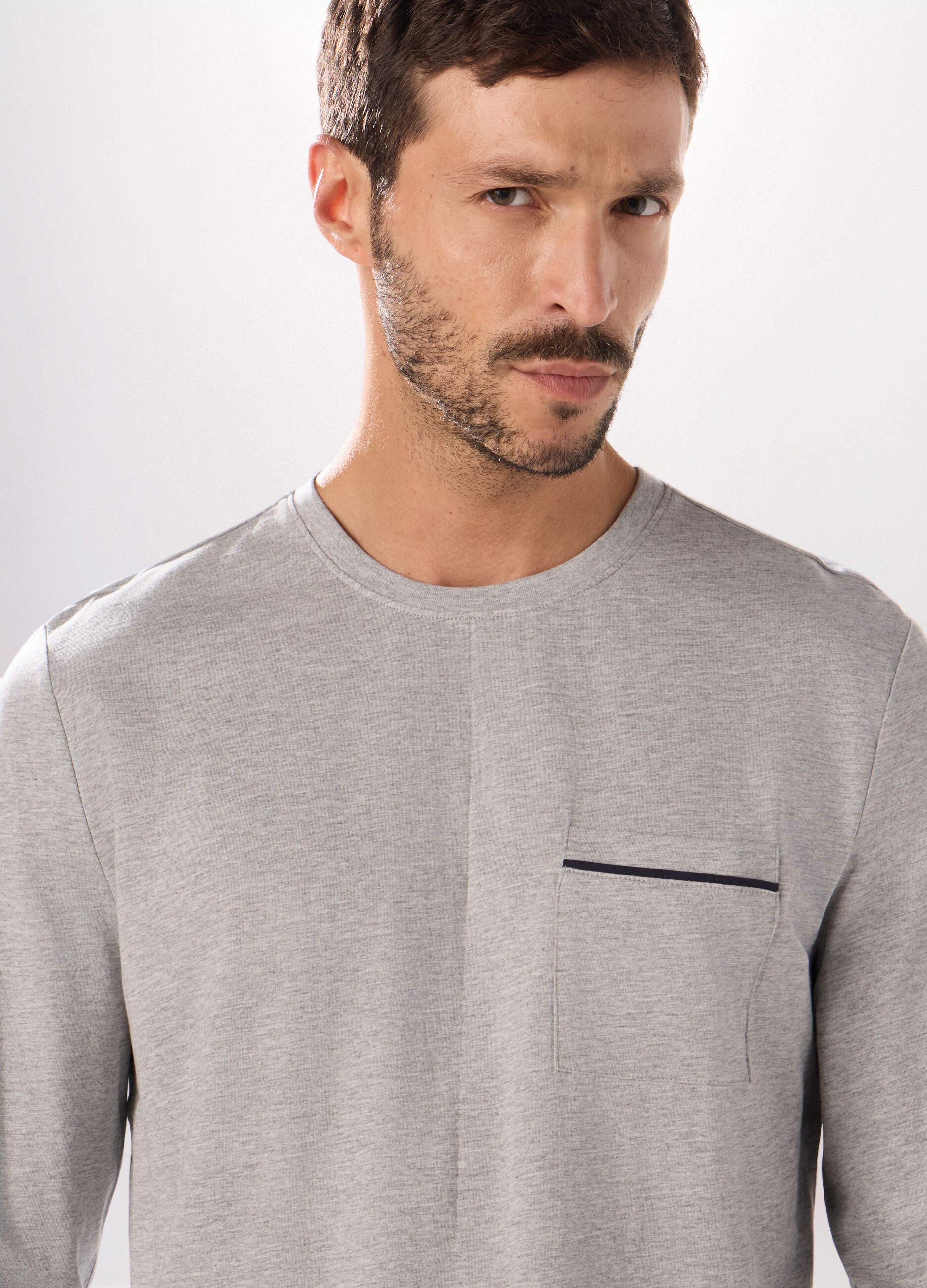 Pigiama lungo in jersey misto cotone uomo_2