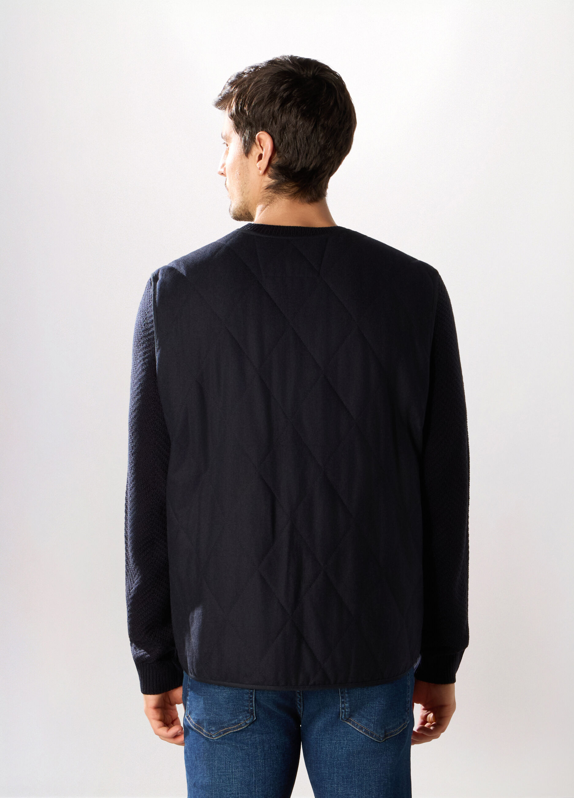 Gilet trapuntato in misto lana uomo_1